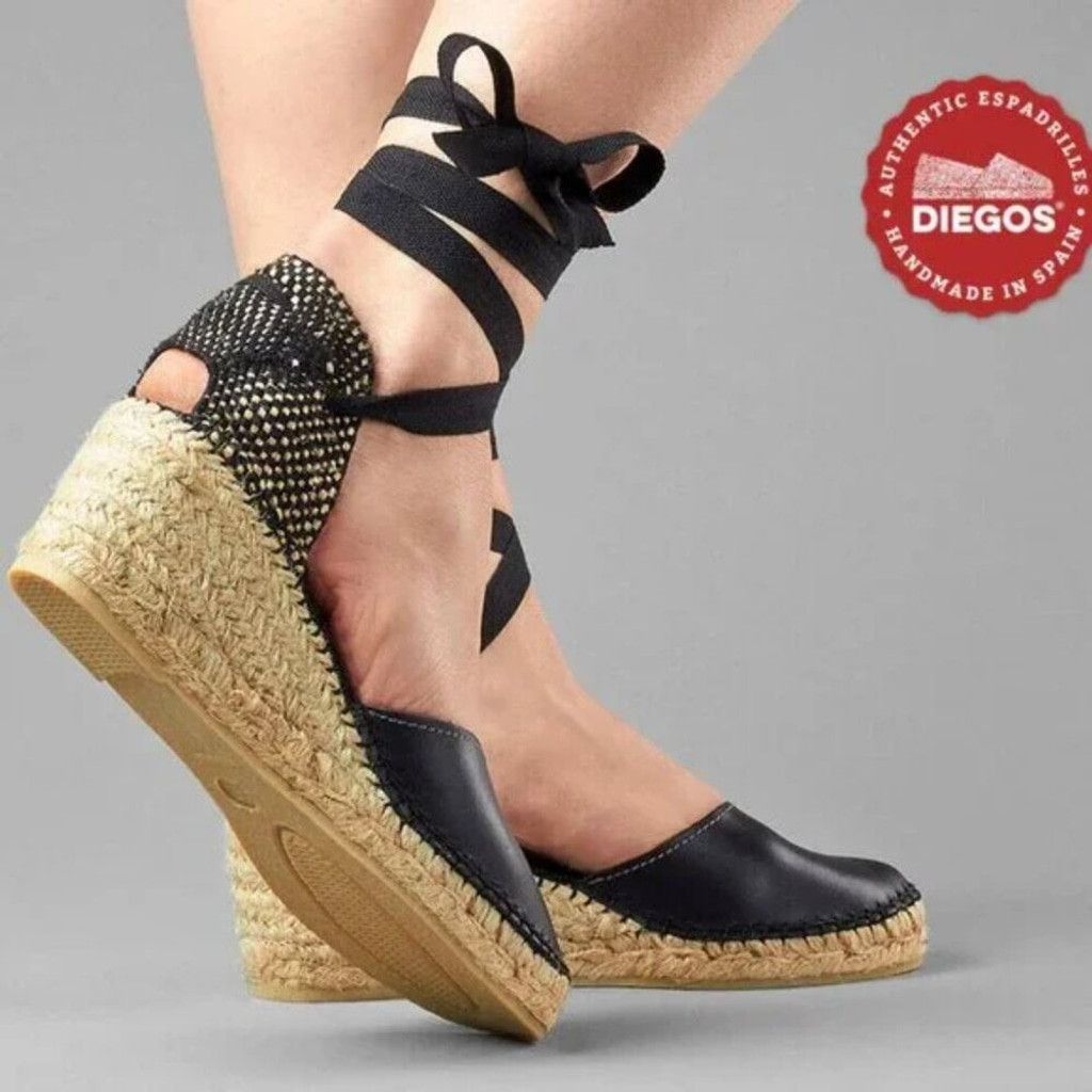 Alice San Diego DIEGOS Lola Ribbons Rope Handcrafted Black Espadrilles 39 Size US 8 / IT 38 - 3 Thumbnail