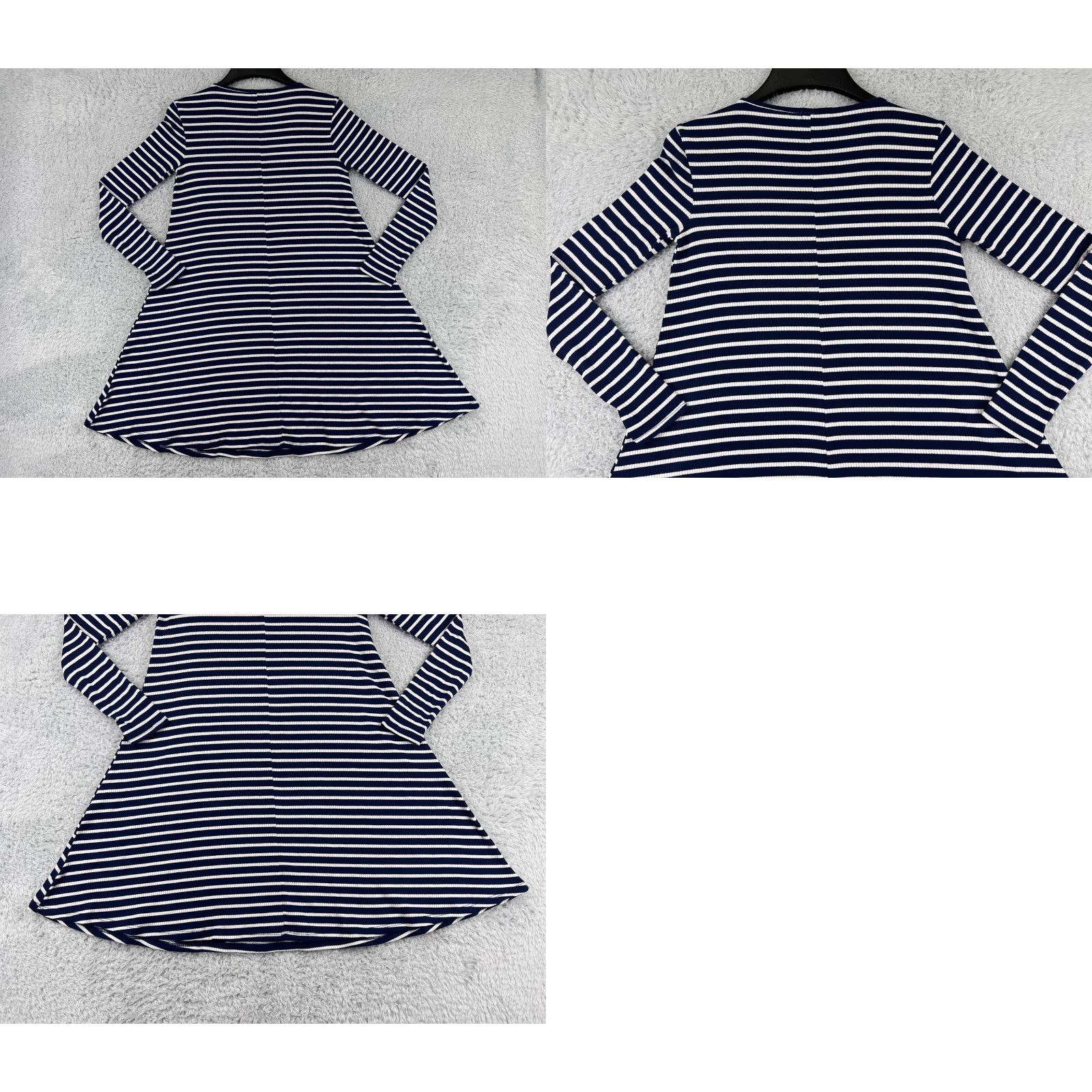 Vintage LA made Dress Womens XS White/Blue Striped Long Sleeve Polyester Knit Mini Dress Size XS / US 0-2 / IT 36-38 - 9 Thumbnail