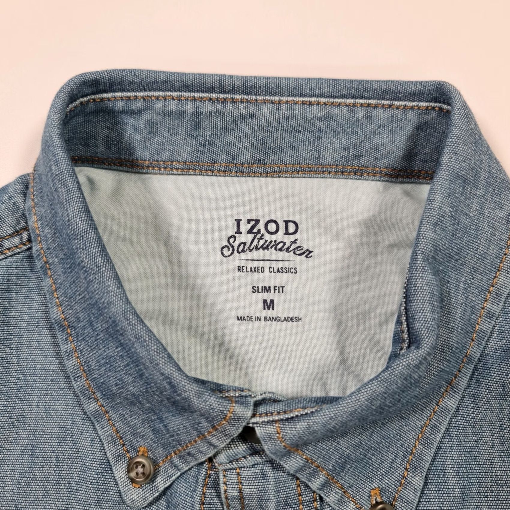 Izod IZOD Denim Shirt Blue Medium Long Sleeve Slim Fit Button Up Mens Size US M / EU 48-50 / 2 - 3 Thumbnail