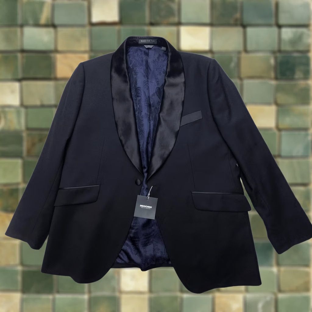 Vintage Indochino Tuxedo Jacket Mens Regular Wool Black Paisley Lined NWT 42 C Size 42R - 1 Thumbnail