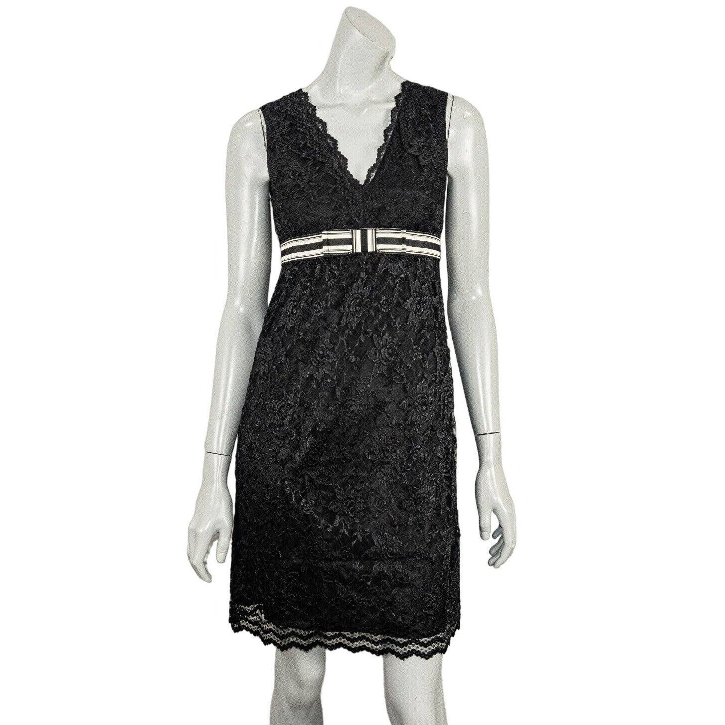 Anna Sui ANNA SUI V-neck Lace Empire Waist Dress Sleeveless Black Size S / US 4 / IT 40 - 2 Thumbnail