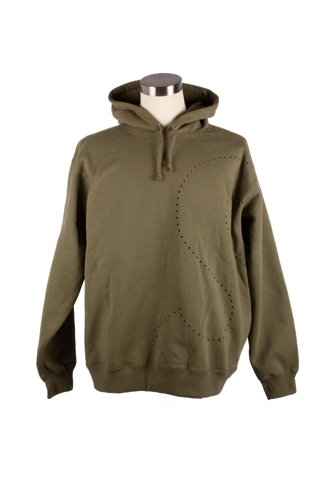 Image of Supreme Olive Cotton Laser Cut Perforated S Logo Hoodie, Men's (Size XL)