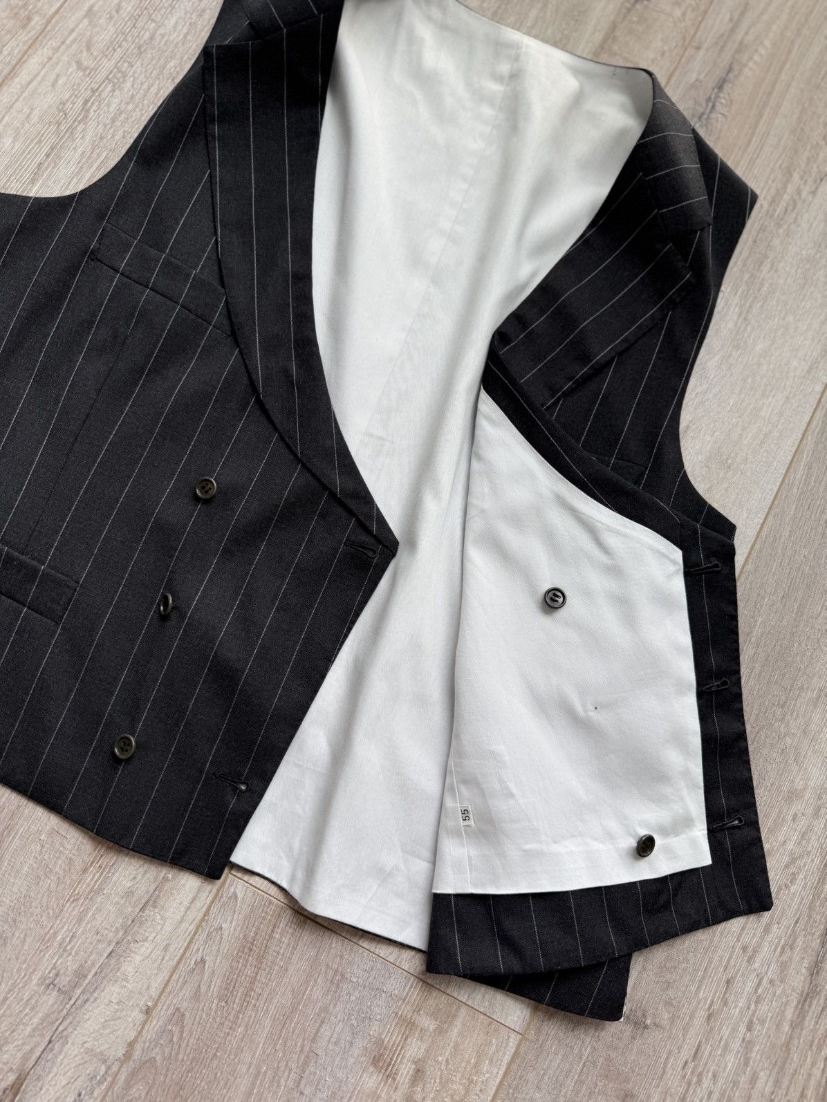 Brioni Brioni Dark Charcoal Grey Pinstripe 3 Piece Suit Wool 44R Size 44R - 10 Thumbnail