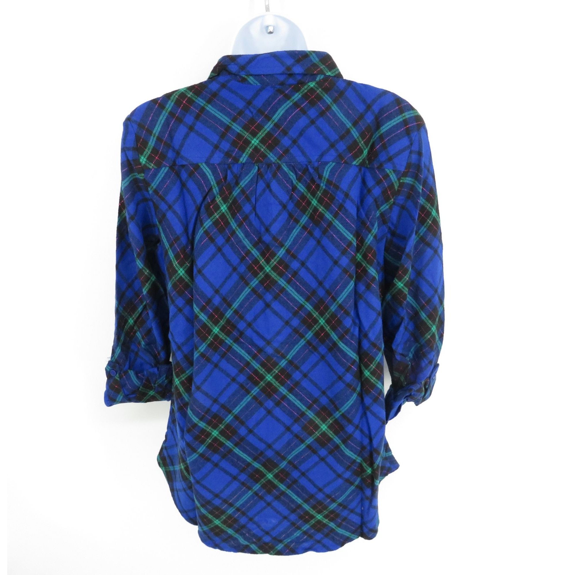 Other Kim Rogers Womens Plaid Button-Up Shirt Small Blue NWT $48 Size S / US 4 / IT 40 - 4 Thumbnail