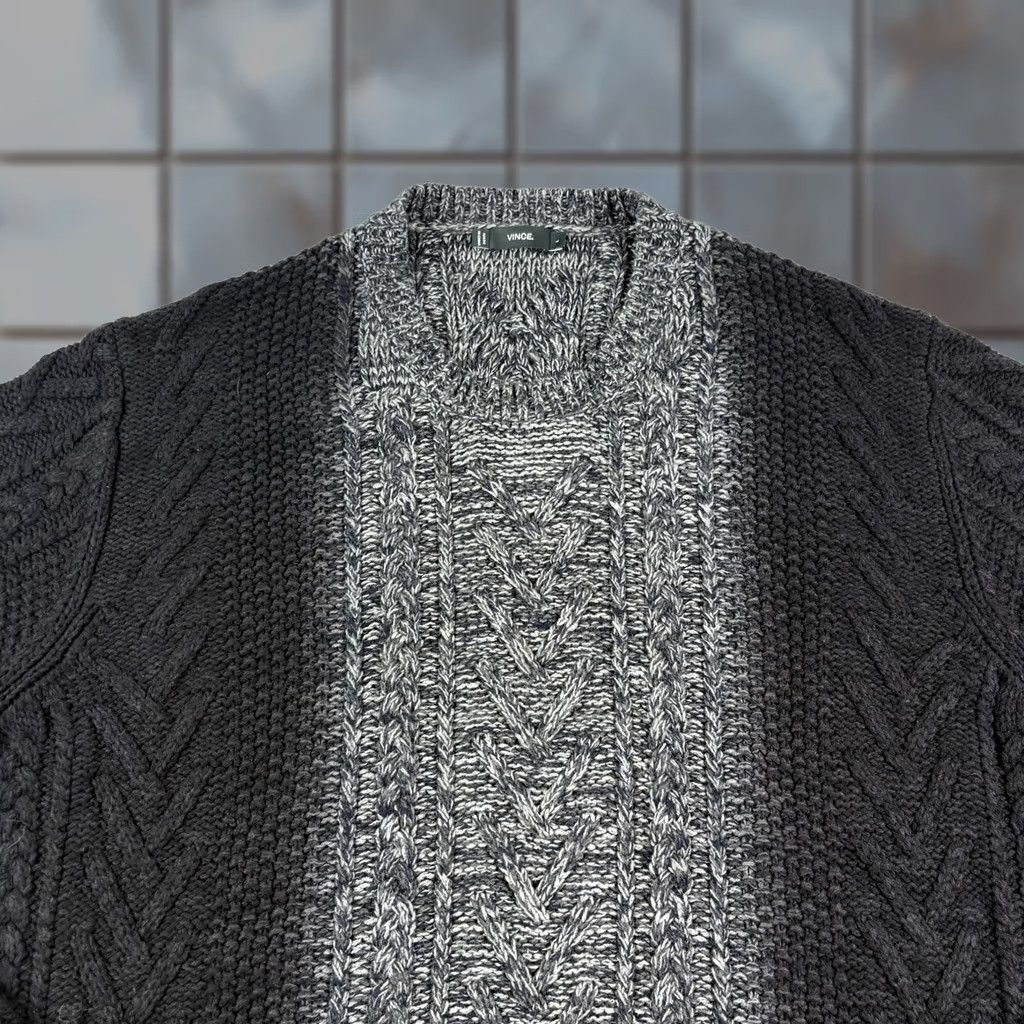 Vince Vince Sweater Mens Large Black Cable-Knit Wool Cashmere Pullover Size US L / EU 52-54 / 3 - 1 Thumbnail