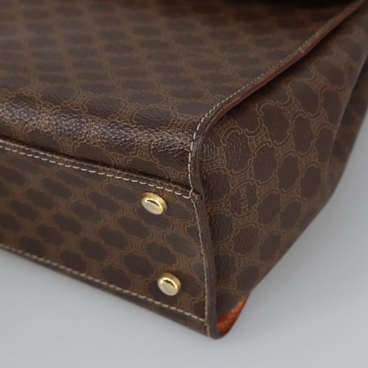 Celine CELINE Macadam Canvas Hand Bag Pvc Leather Brown Gold Size ONE SIZE - 14 Thumbnail