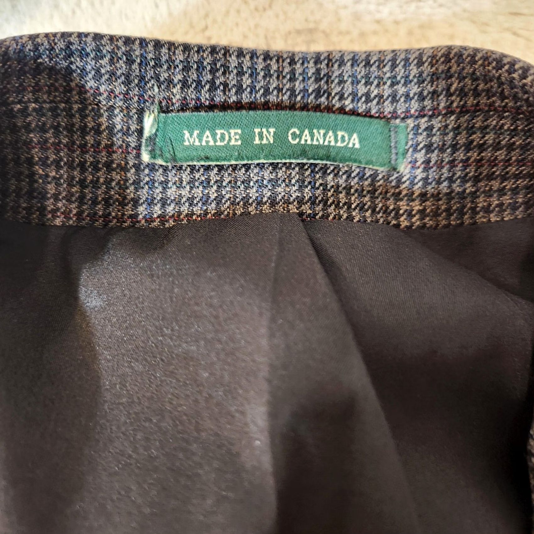 Ralph Lauren VINTAGE Mich 44R Brown Wool Houndstooth Plaid Jacket Canada Size US S / EU 44-46 / 1 - 2 Thumbnail