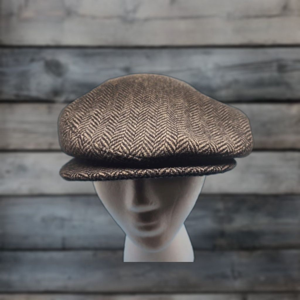 Vintage VINTAGE HaT Dark Gray Herringbone Wool Peaky Blinders Newsboy Hat Men 7 1/4-7 3/8 Large Gray Snap Front 70s-80s Mens Size ONE SIZE - 1 Thumbnail