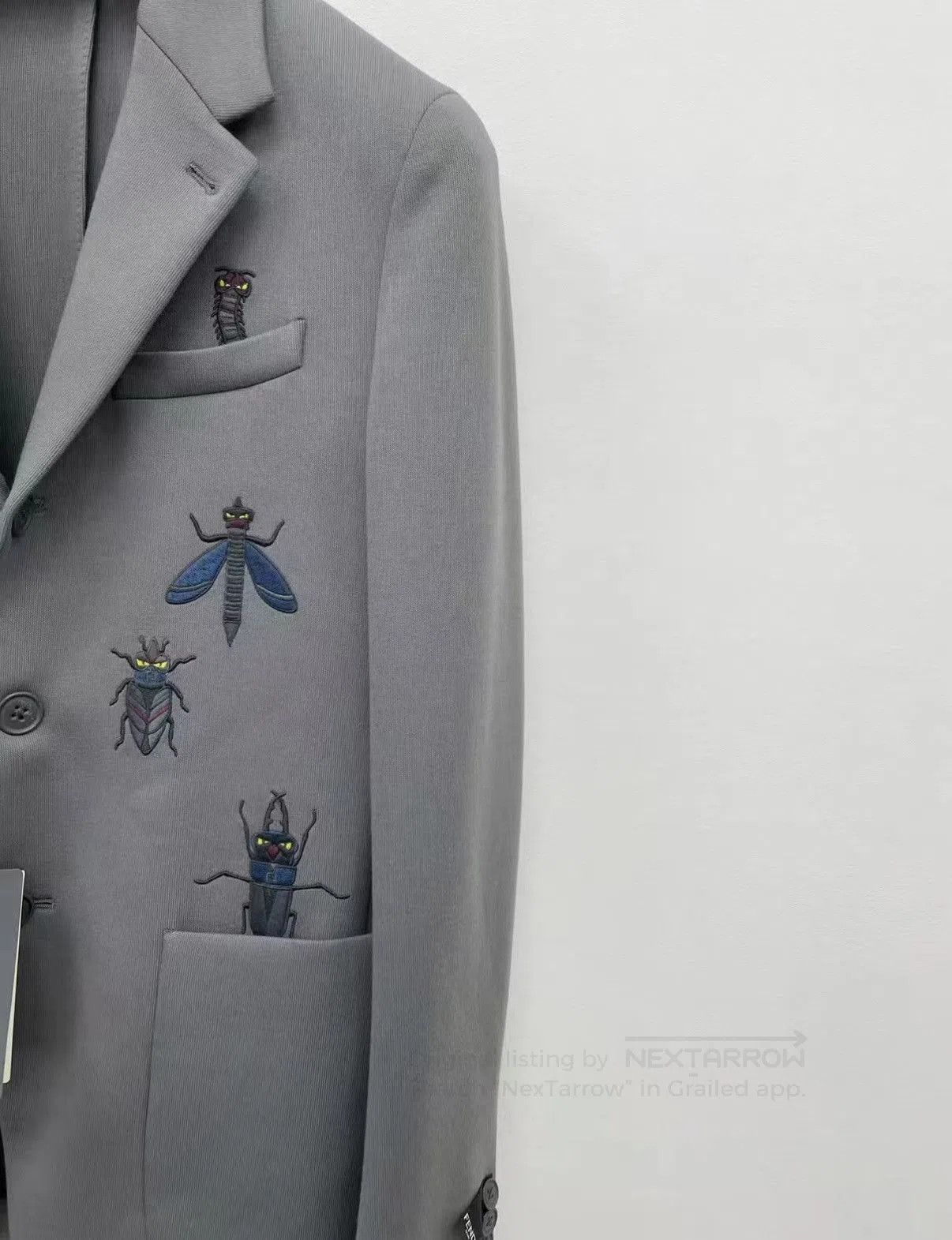 Fendi Gray Embroidered Insect Blazer - Size S. Size US S / EU 44-46 / 1 - 2 Thumbnail