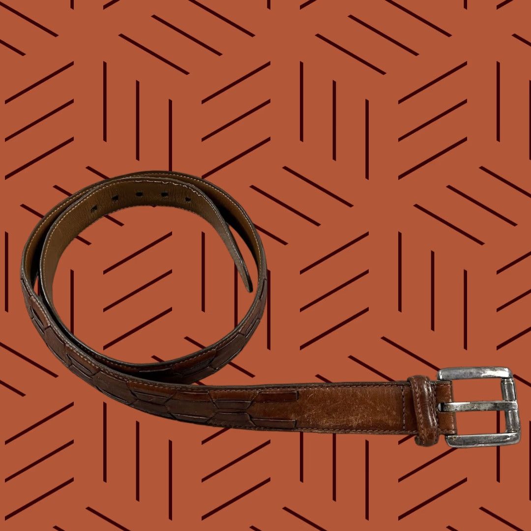 Vintage VINTAGE Trafalgar Belt Men 36 Leather Western Brown Silver Buckle USA Made Adult 36 Brown Western Belt Mens 90cm US-Made Size 36 - 1 Thumbnail