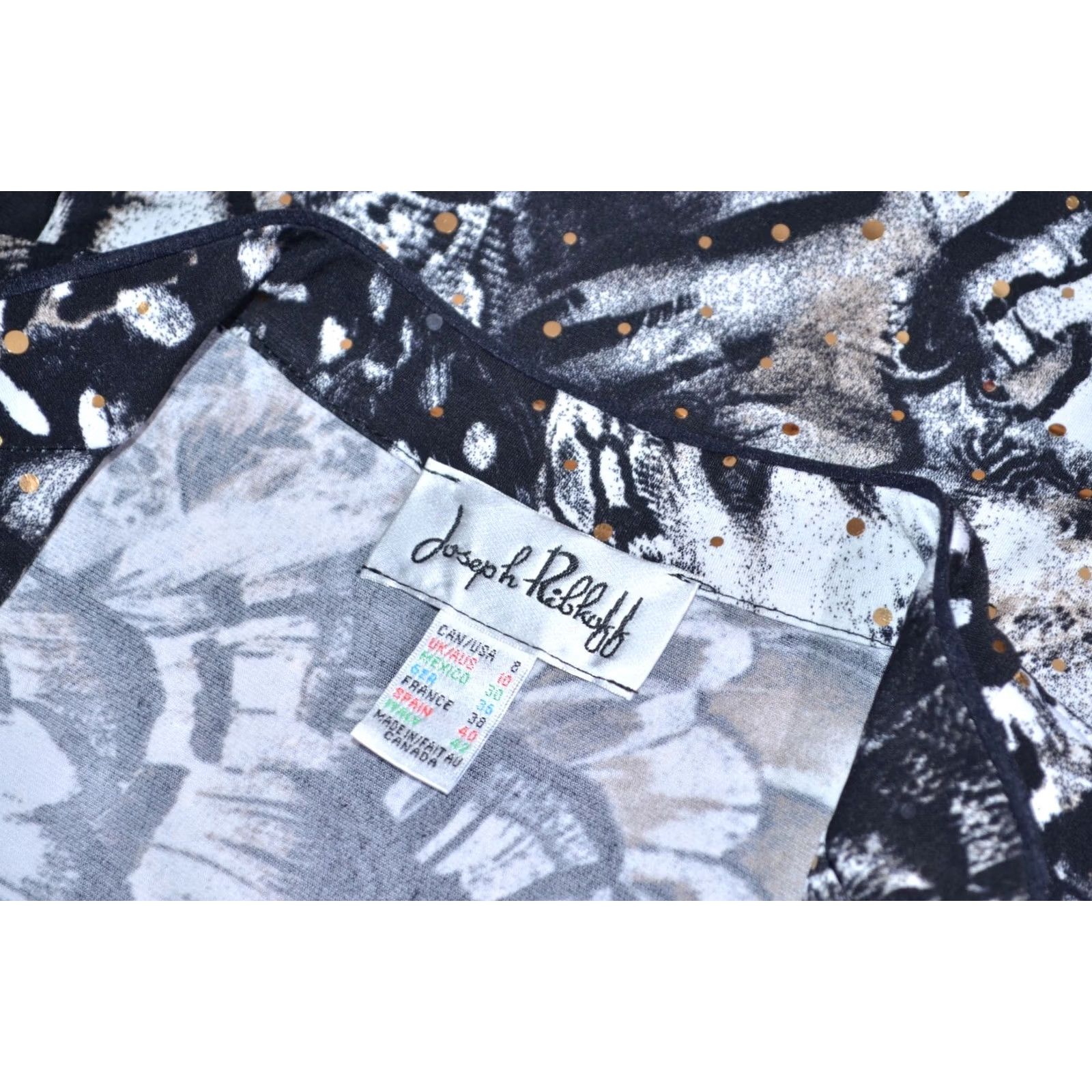 Joseph Ribkoff Joseph Ribkoff Dress Abstract Print Black White Asymmetrical UK10 US8 D36 Womens Short Sleeve Square Neck Party/Cocktail Dress Size L / US 10 / IT 46 - 6 Thumbnail