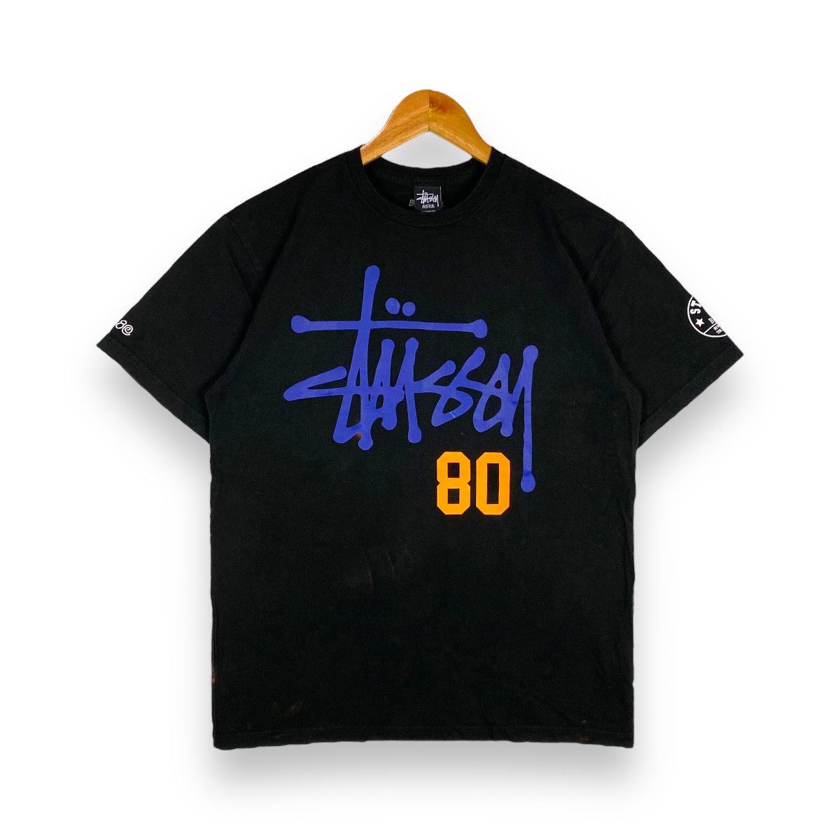 image of Stussy Local Color Big 4 Tee in Black, Men's (Size Medium)