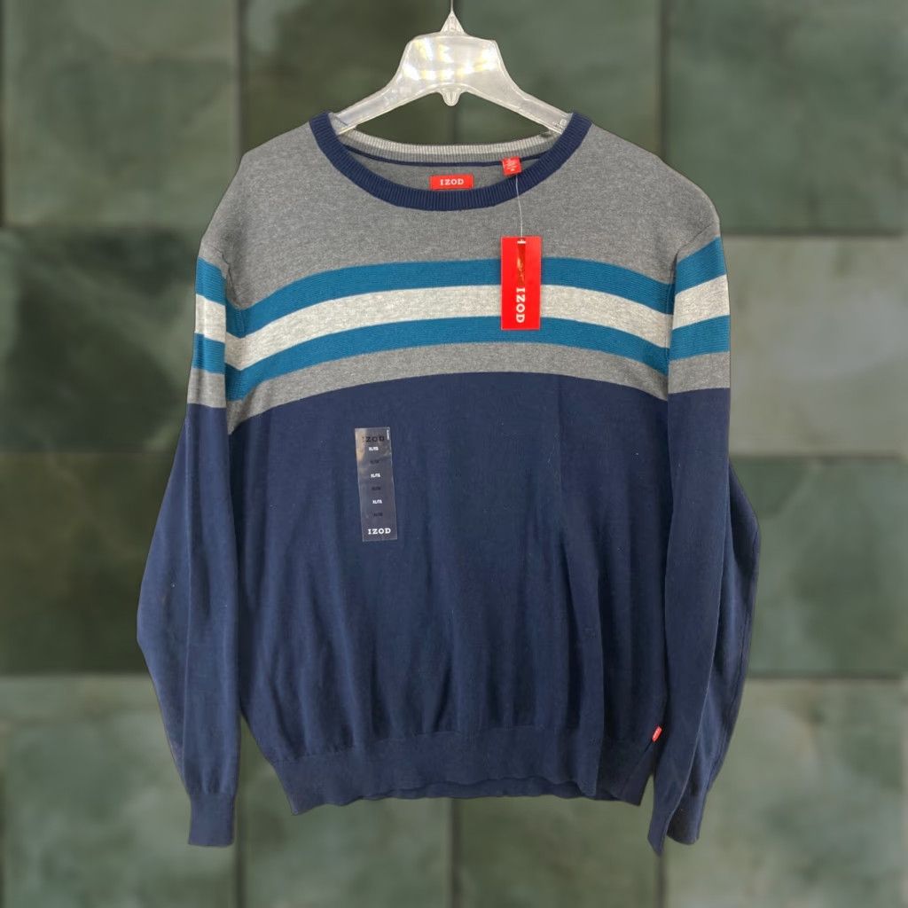 Izod VINTAGE IZOD Mens Sweater XL Crew Neck Pullover 100% Cotton Gray Preppy Casual Fall Winter Size US XL / EU 56 / 4 - 1 Thumbnail