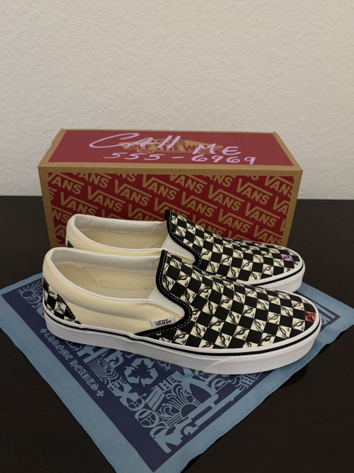 Vans Custom Matty Boy Inspired 99 White Checkered Slip On Vans Size US 8.5 / EU 41-42 - 4 Thumbnail