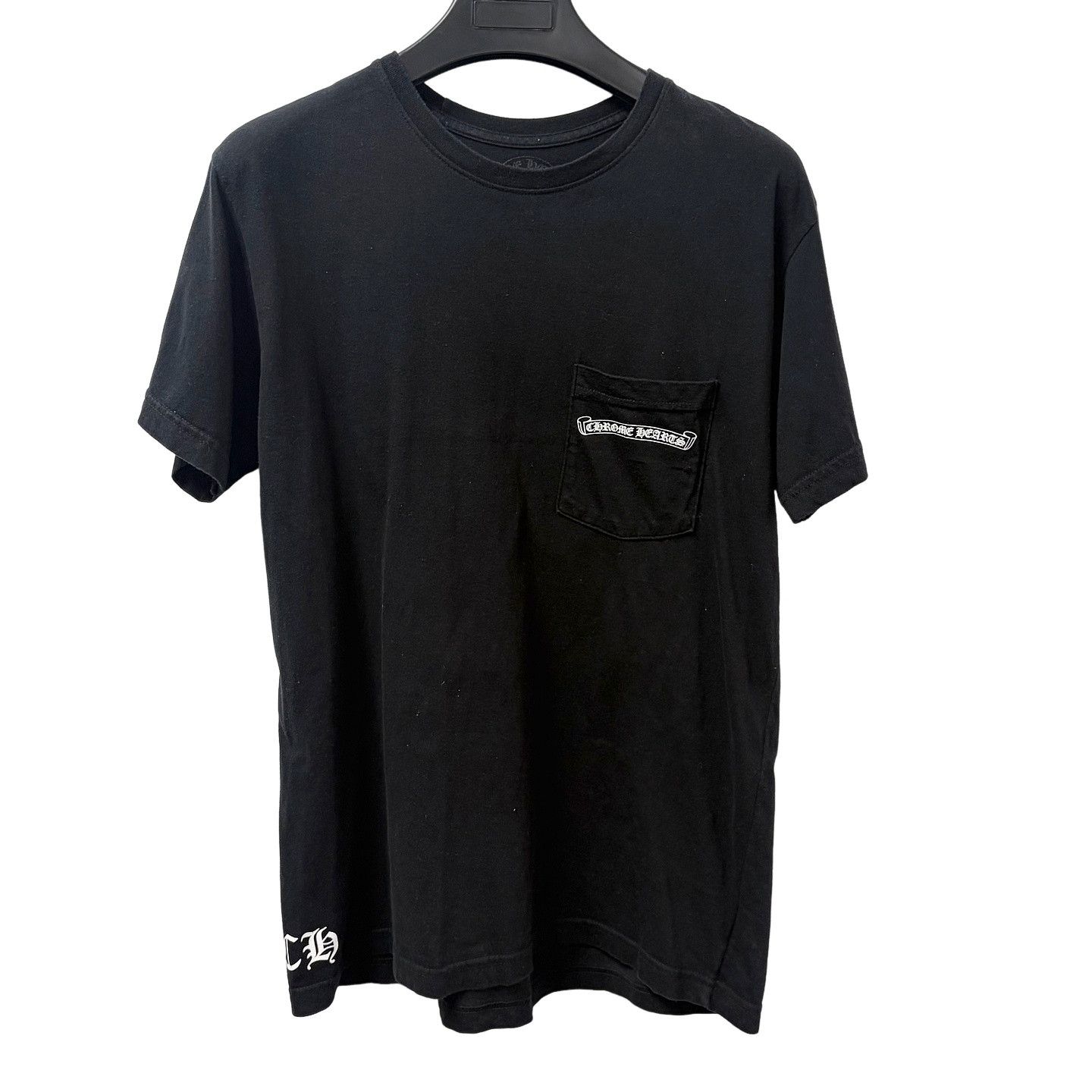 Chrome Hearts Orange on Black Hollywood Triple Cross Pocket Crew T