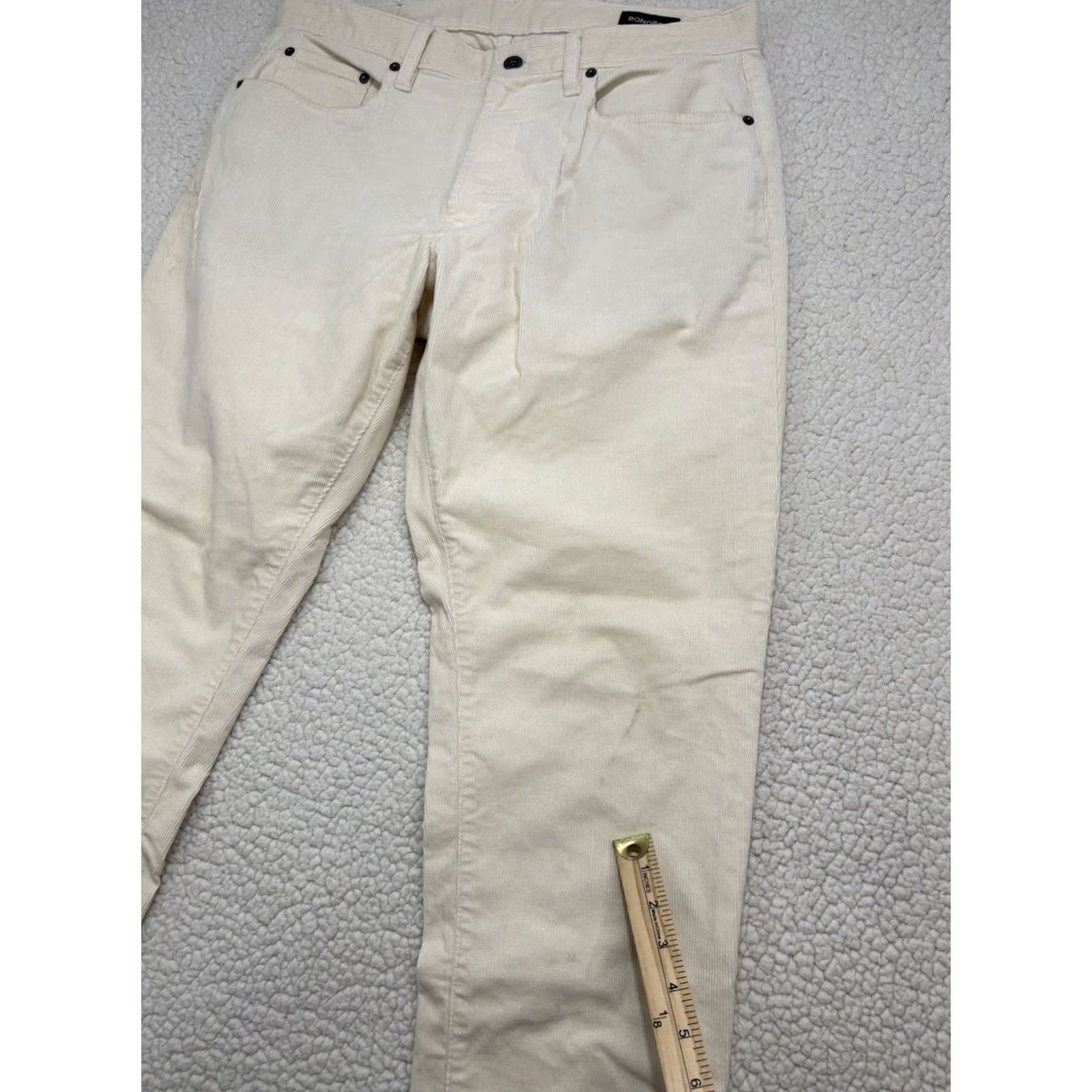 Bonobos Bonobos Pants Mens 34x30 Corduroy Ivory Cotton Stretch Slim Straight Leg Chino 90s Preppy Size US 34 / EU 50 - 2 Thumbnail