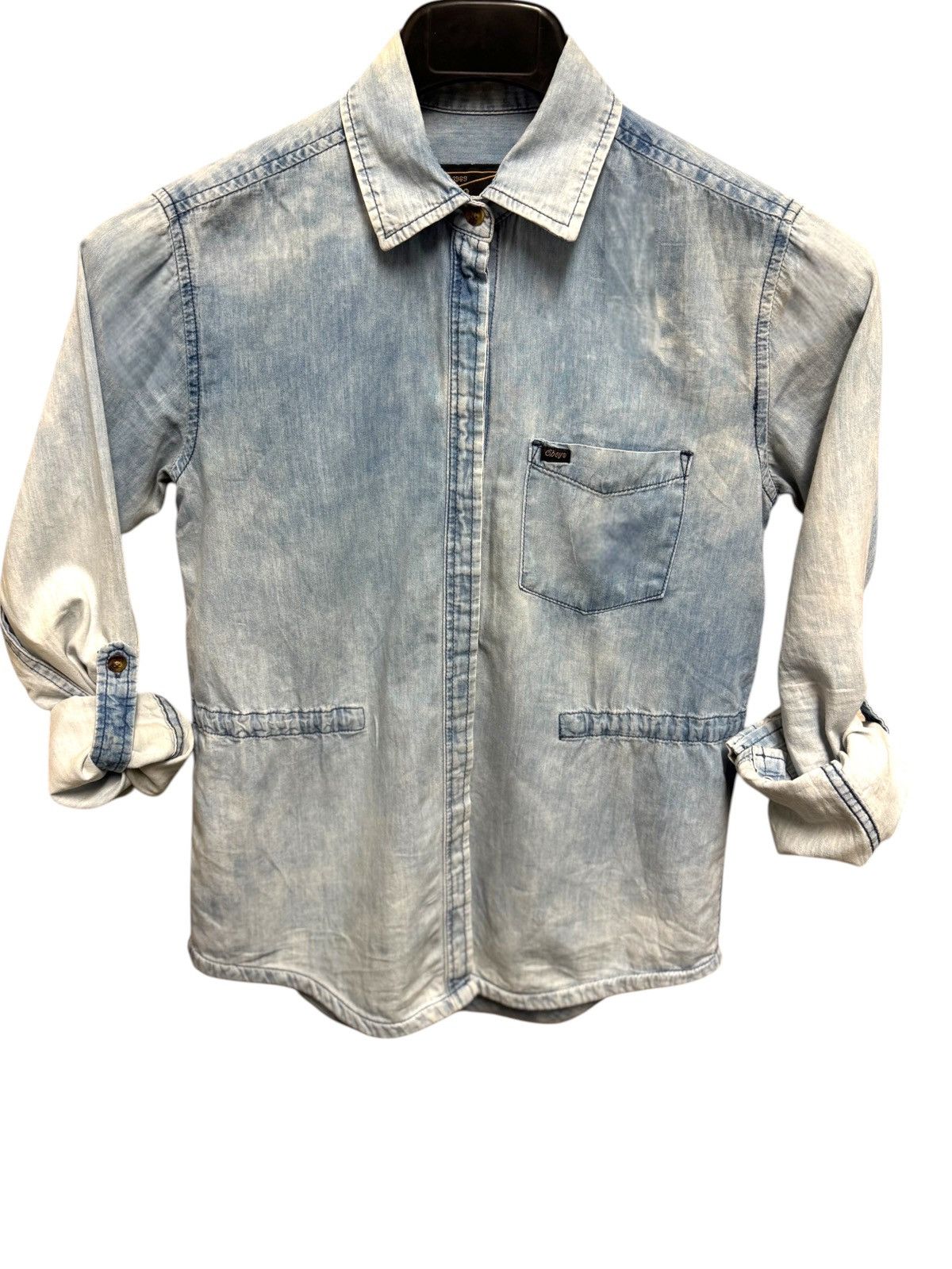 Obey OBEY Light Wash Chambray LS Roll-Tab Button-Down Shirt Size XS / US 0-2 / IT 36-38 - 3 Thumbnail