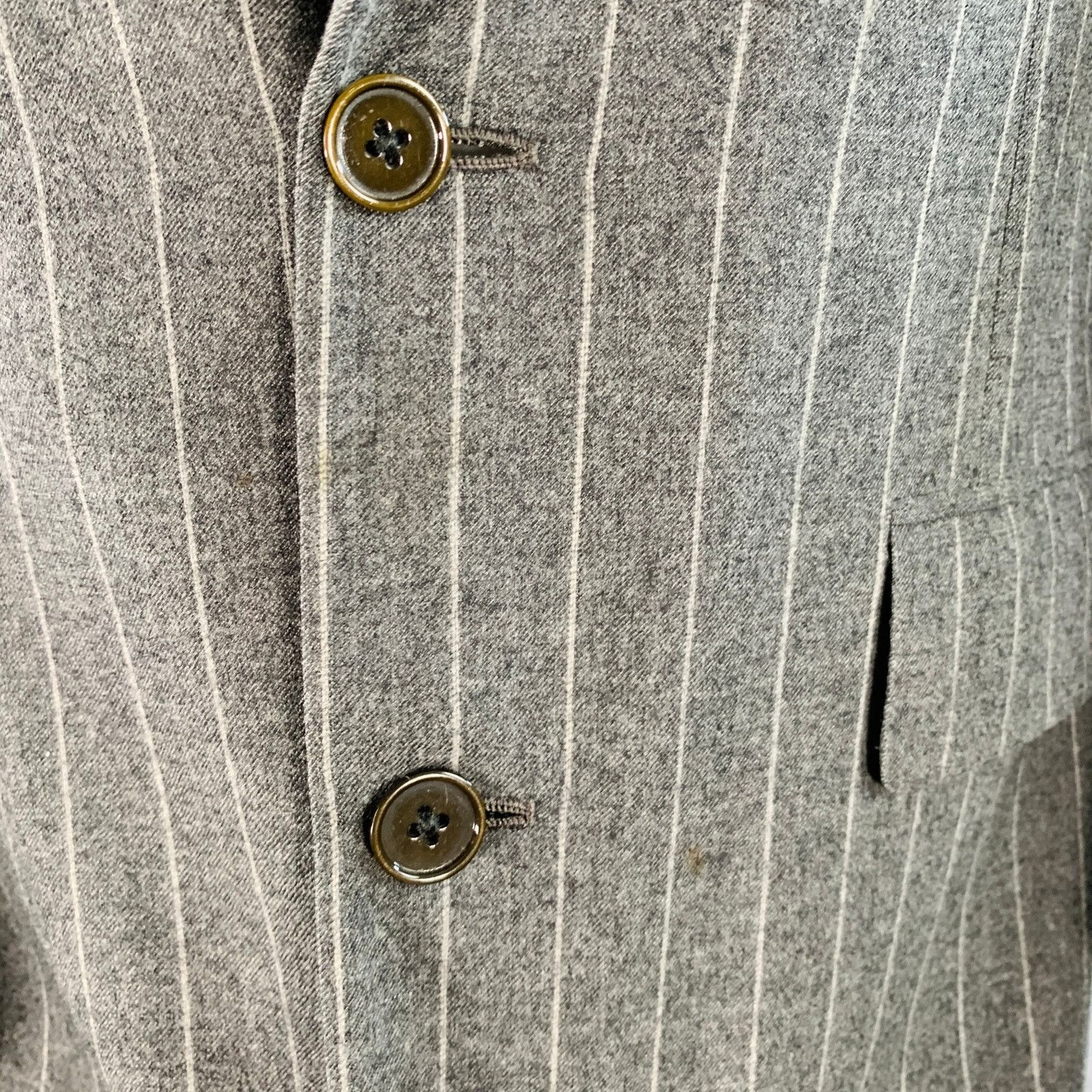 Ralph Lauren Size 39 Grey Chalkstripe Wool Notch Lapel Pleated Suit Size 40R - 7 Thumbnail