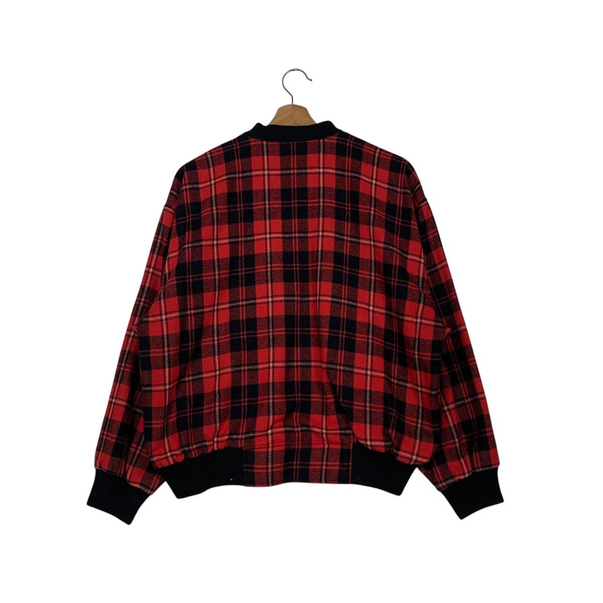 Japanese Brand SAISON DE ELLE SENSHUKAI Red Check Bomber Jacket #2302-C102 Size M / US 6-8 / IT 42-44 - 7 Thumbnail