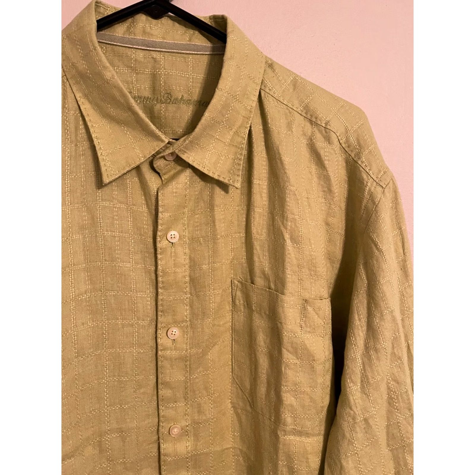 Tommy Bahama Tommy Bahama Button Up Casual Shirt Light Green Linen Long Sleeve Men's XLarge XL Size US XL / EU 56 / 4 - 2 Thumbnail