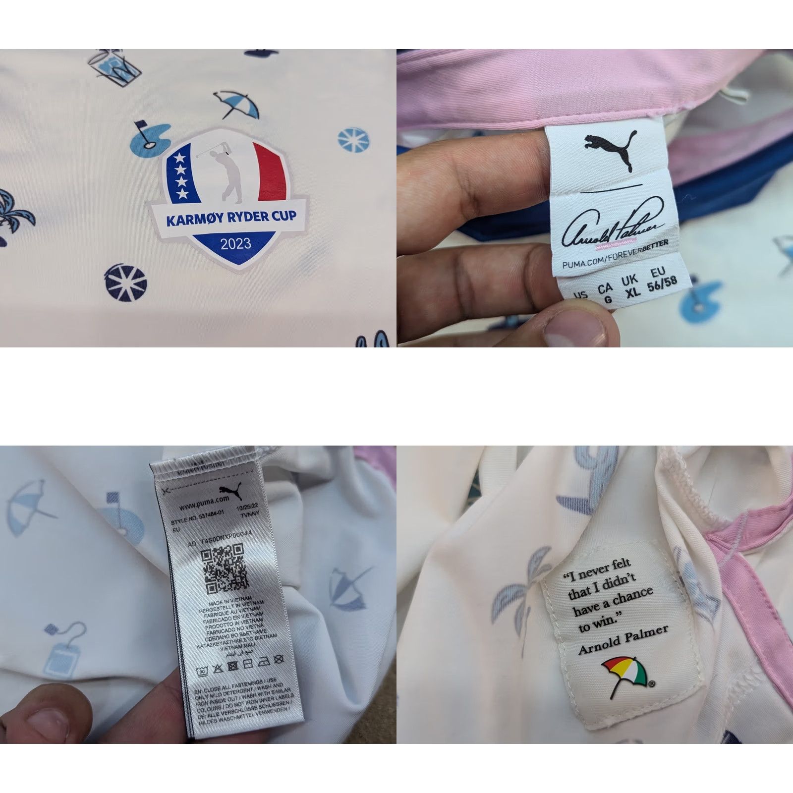 Puma PUMA Arnold Palmer AP Mattr Dunes Polo Mens Polo Shirt Size L White Polka Dot Pattern T-Shirt Regular Fit Golf Adult Mens Size US L / EU 52-54 / 3 - 8 Thumbnail