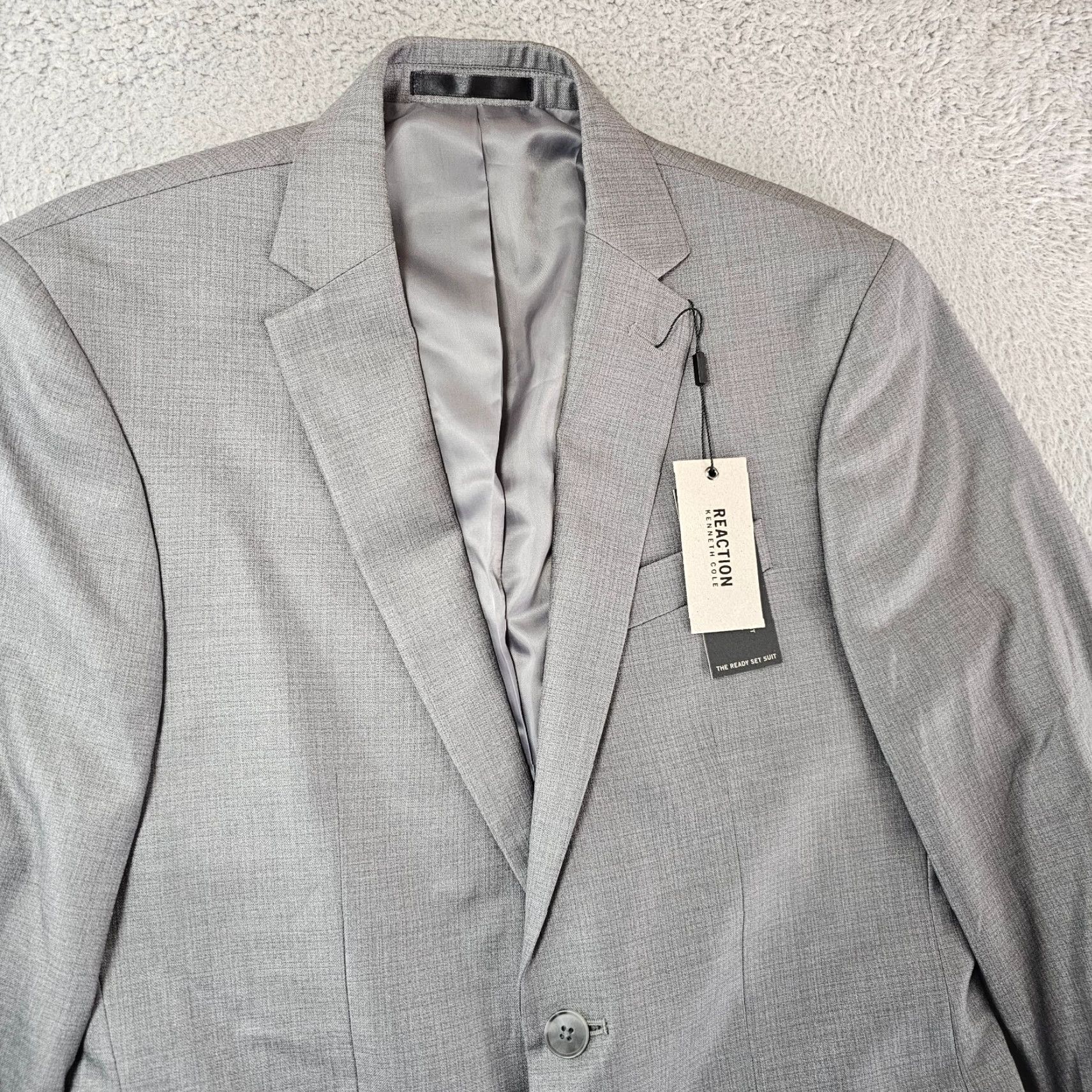 Kenneth Cole KENNETH COLE REACTION Blazer Mens 36R Suit Separate Med Gray 2 Button Jacket Style Notch Dress Coat All Seasons Regular Fit Size 36R - 2 Thumbnail
