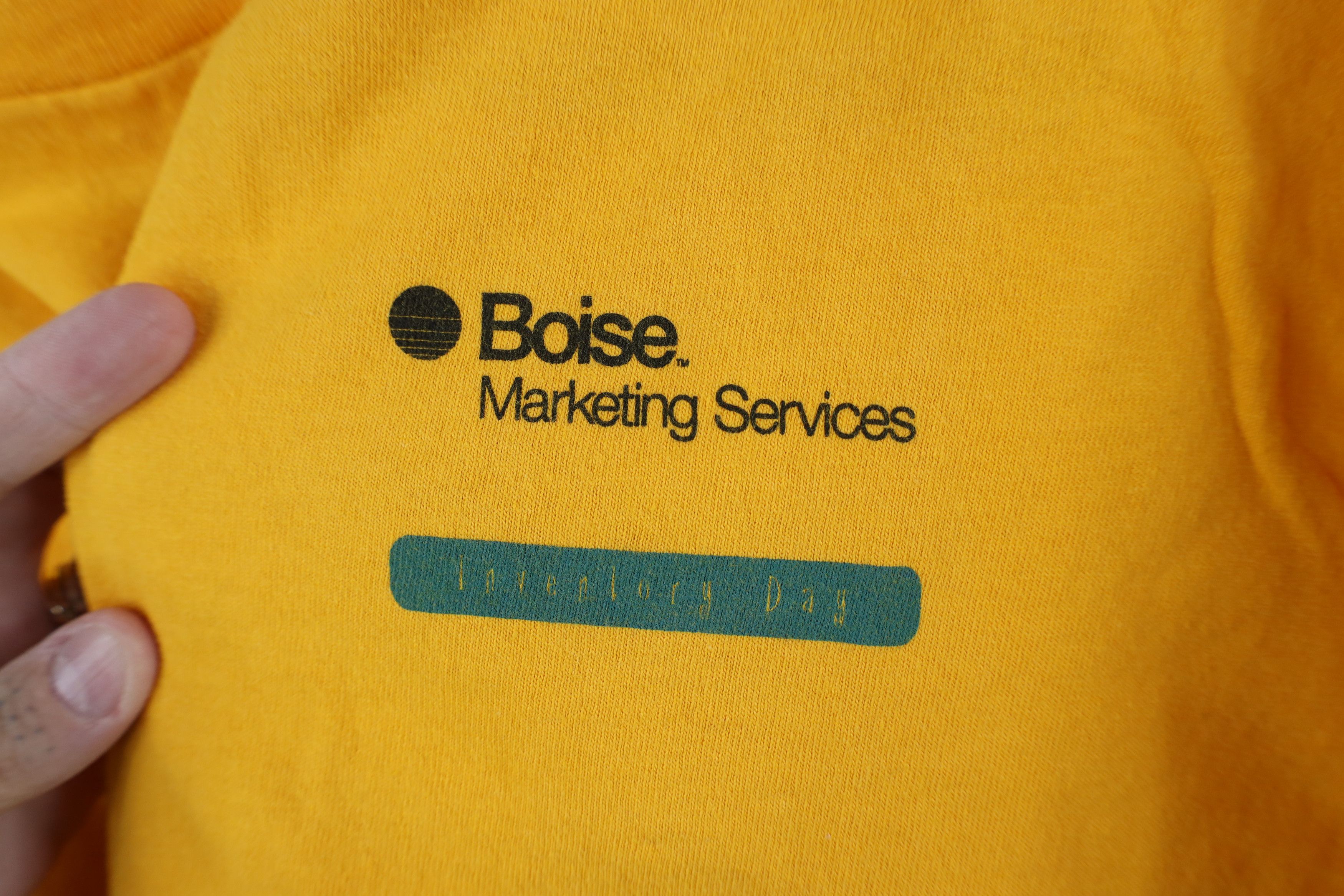 Vintage Vintage 90s Boise Marketing Services T-Shirt Yellow USA Size US L / EU 52-54 / 3 - 4 Thumbnail