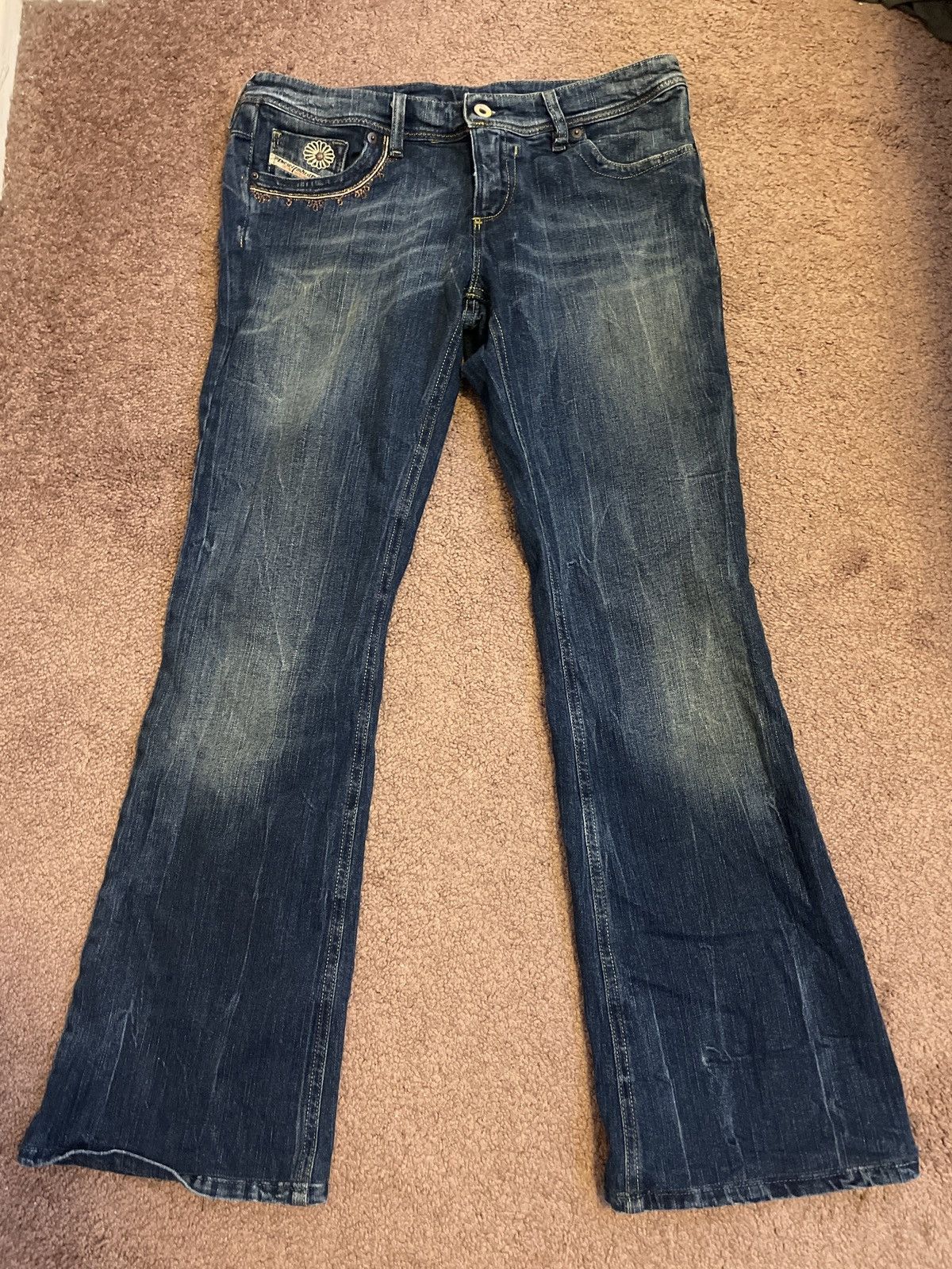 タグ付きdiesel buggy flare damage denim Y2K Damaged Black Buggy Flare Denim Pants “ 極太シルエットの