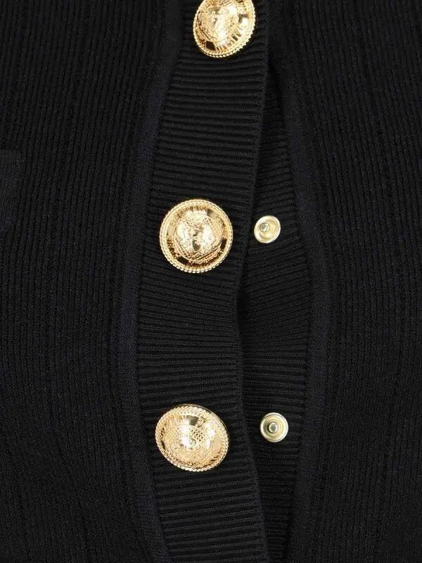 Balmain o1s1wg111225 Decorative Button Cardigan in Black Size M / US 6-8 / IT 42-44 - 5 Thumbnail