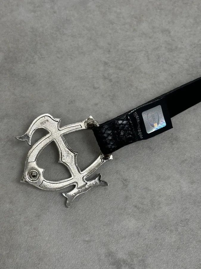 Just Cavalli 2010s Cavalli Black Signature Python Embossed Leather Belt Size ONE SIZE - 6 Thumbnail