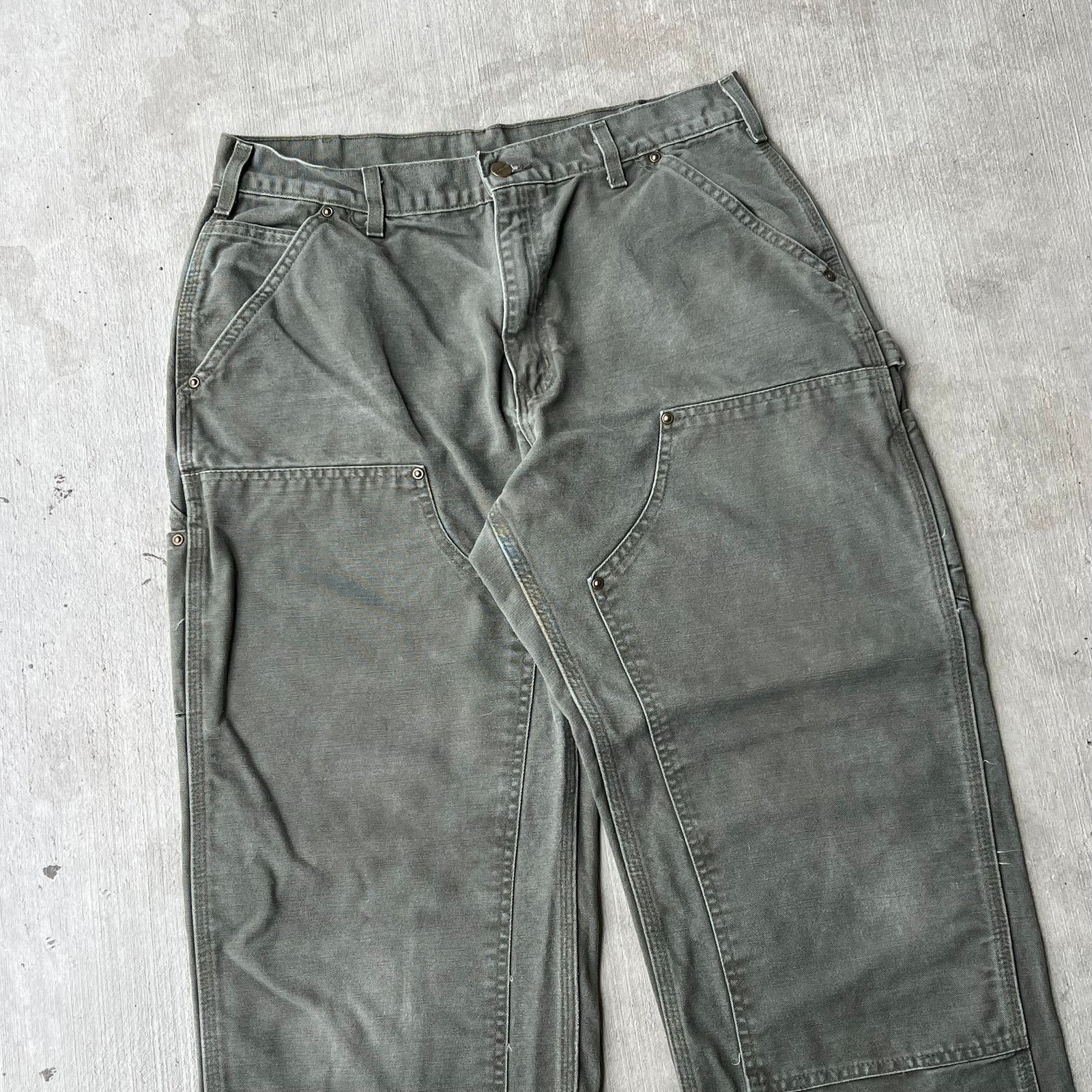 Carhartt × Vintage Carhartt green double knee work wear carpenter pants Size US 32 / EU 48 - 2 Thumbnail