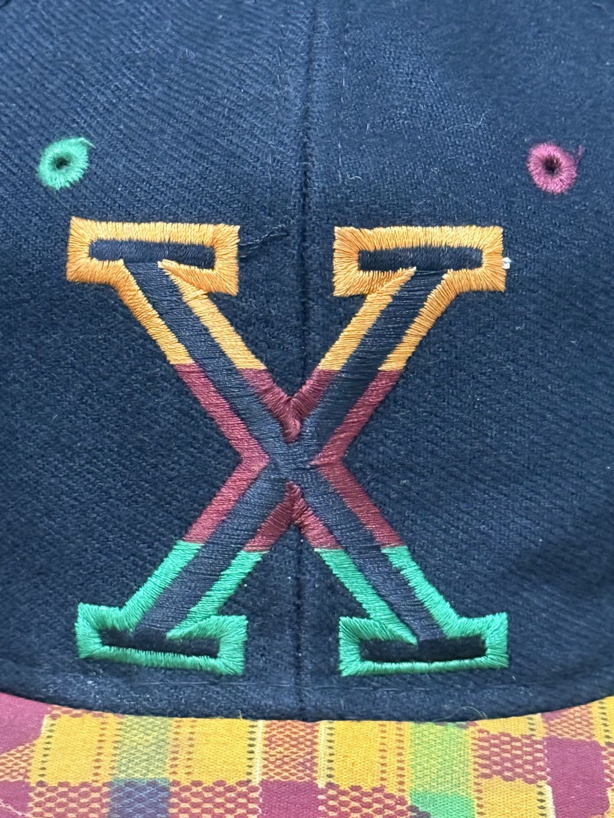 Other Vintage Malcolm X Kente Cloth Pattern Brim Snapback Hat Size ONE SIZE - 2 Thumbnail