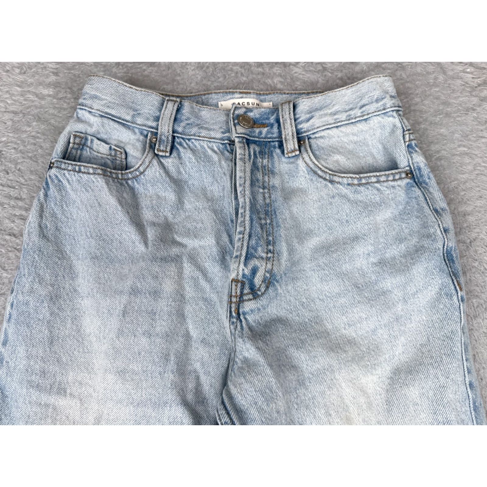 Pacsun Pacsun Women's Flared Jeans 24 Blue Light Denim High Rise Slit 90s Style Size 42" / US 20 - 4 Thumbnail