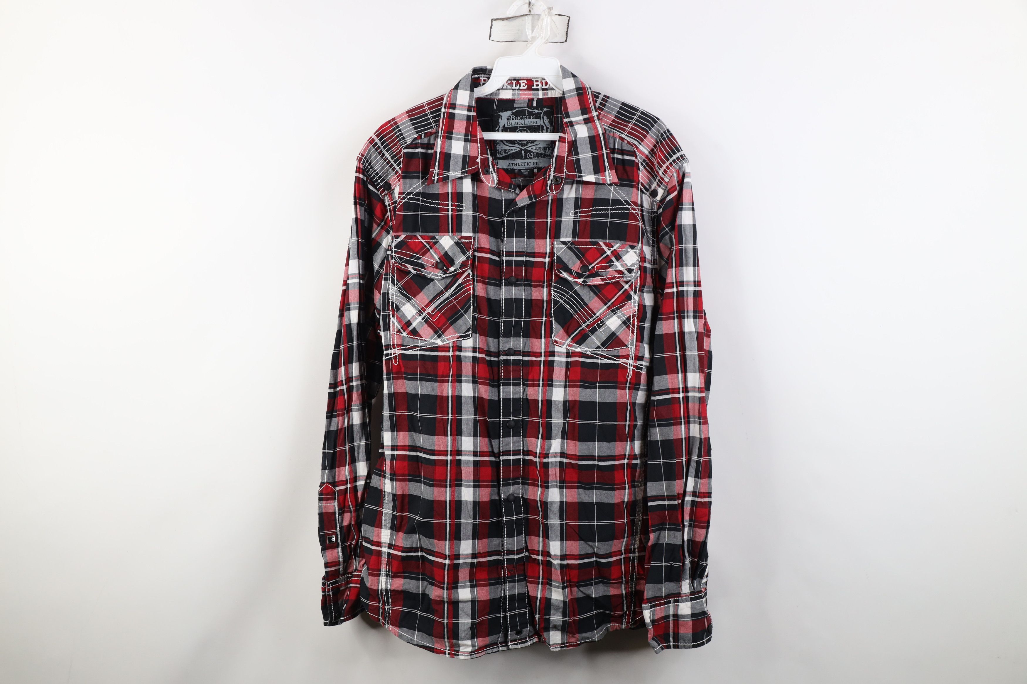Vintage Buckle BKE Black Fit Thick Stitch Snap Button Shirt Plaid Size US L / EU 52-54 / 3 - 1 Thumbnail