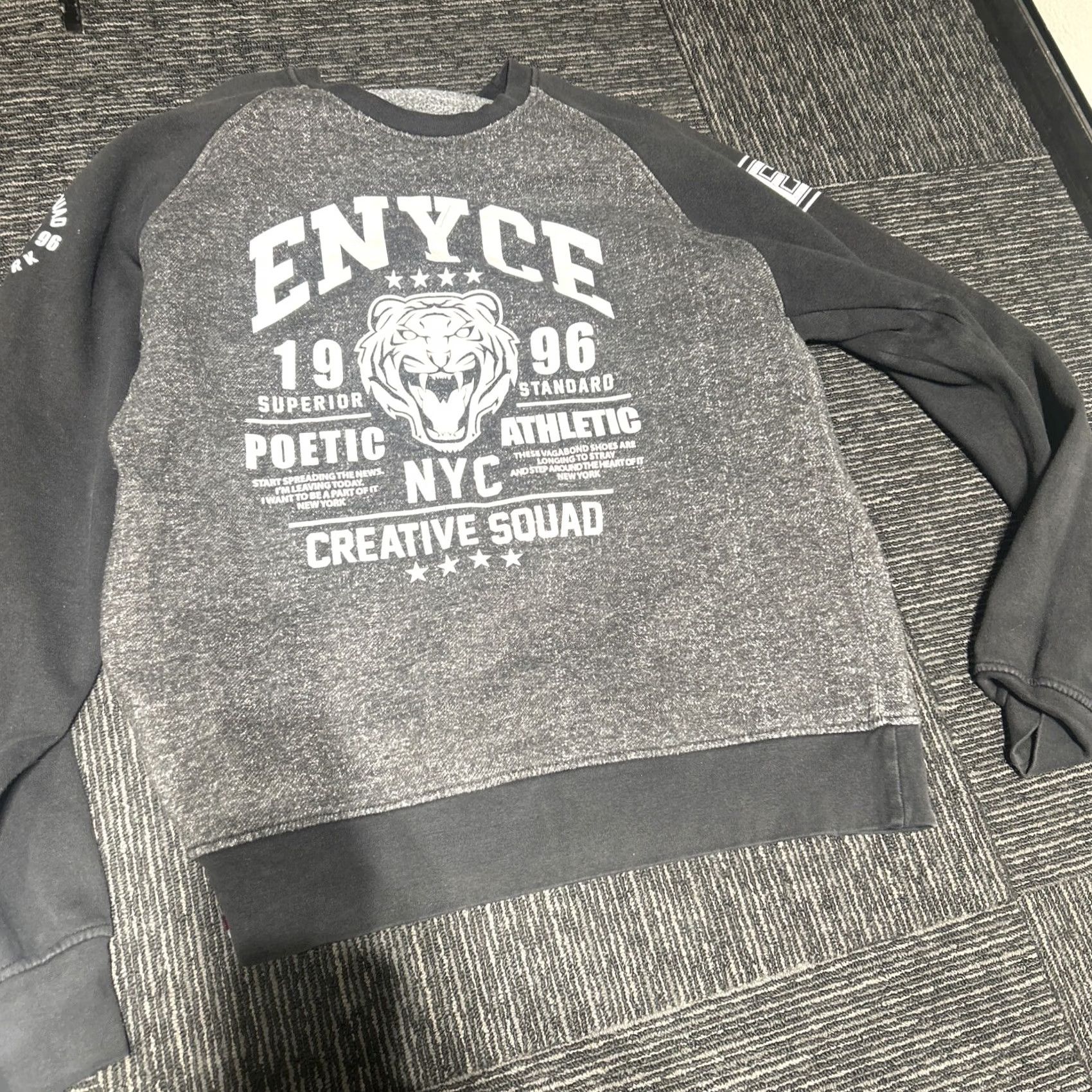 Enyce VINTAGE enyce Sweatshirt 3XL Men Gray Hip Hop Pullover Poetry Athletic Shirt Size US XXL / EU 58 / 5 - 6 Thumbnail