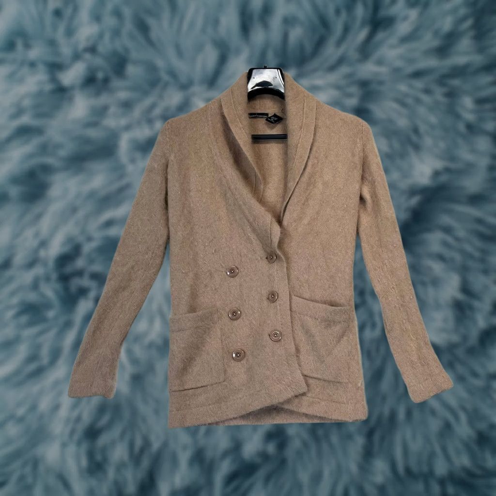Vintage VINTAGE Moda International Cardigan Sweater Angora Hair Blend Womens XS Beige Beig e Cardigan Size XS / US 0-2 / IT 36-38 - 1 Thumbnail