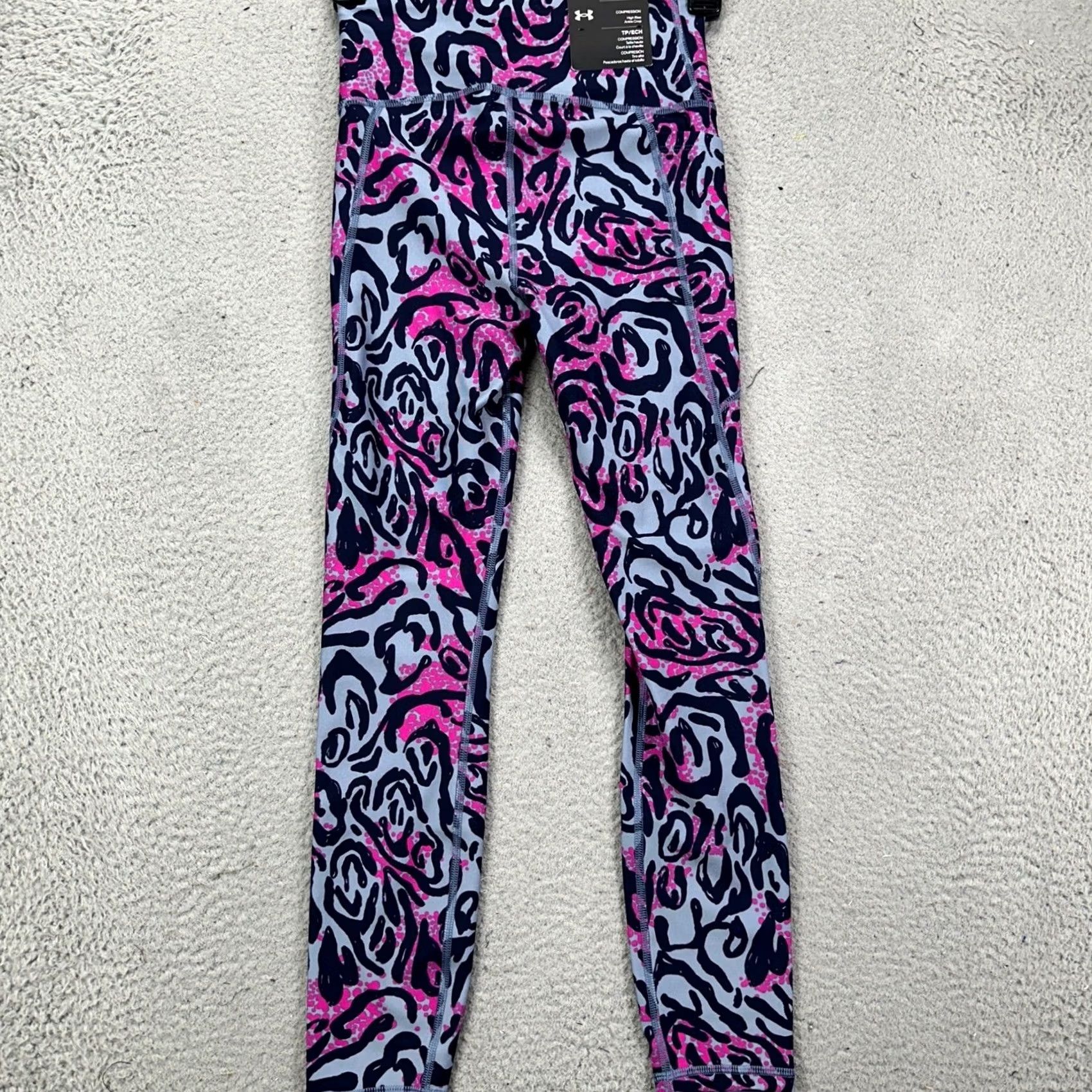 Under Armour Under Armour Womens Compression Leggings XS Pink Gray Leopard Ankle Crop NEW Size 26" / US 2 / IT 38 - 2 Thumbnail
