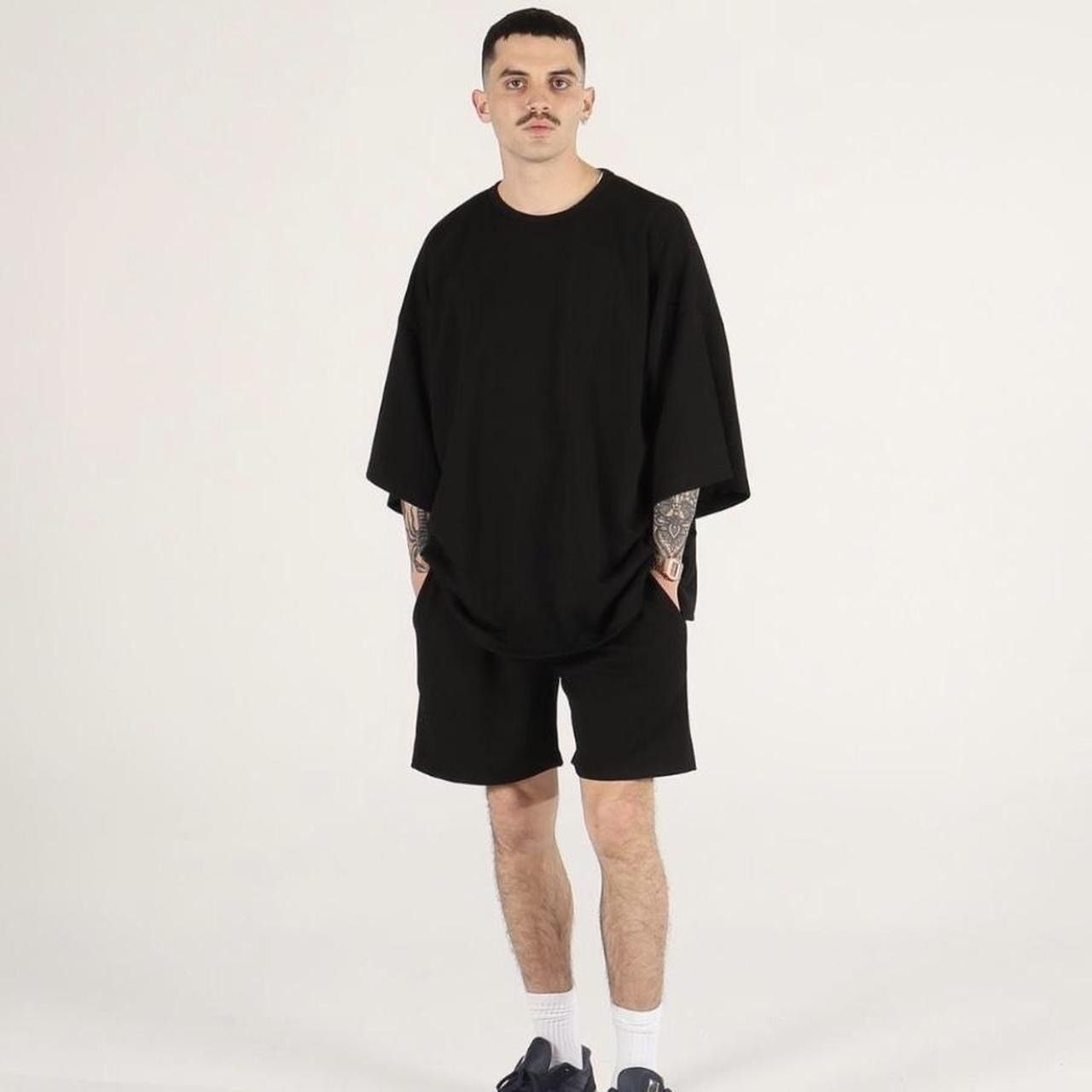 image of Estudio Niksen Oversized Lounge Set (Black) Tshirt & Shorts, Men's (Size Large)