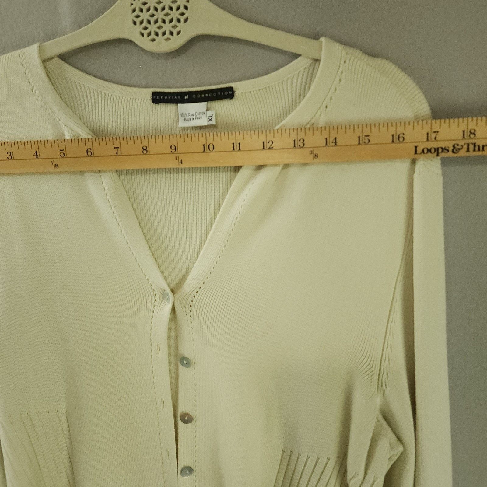Other Peruvian Connection Cardigan Cream XL Button-Up 100% Pima Size XL / US 12-14 / IT 48-50 - 3 Thumbnail