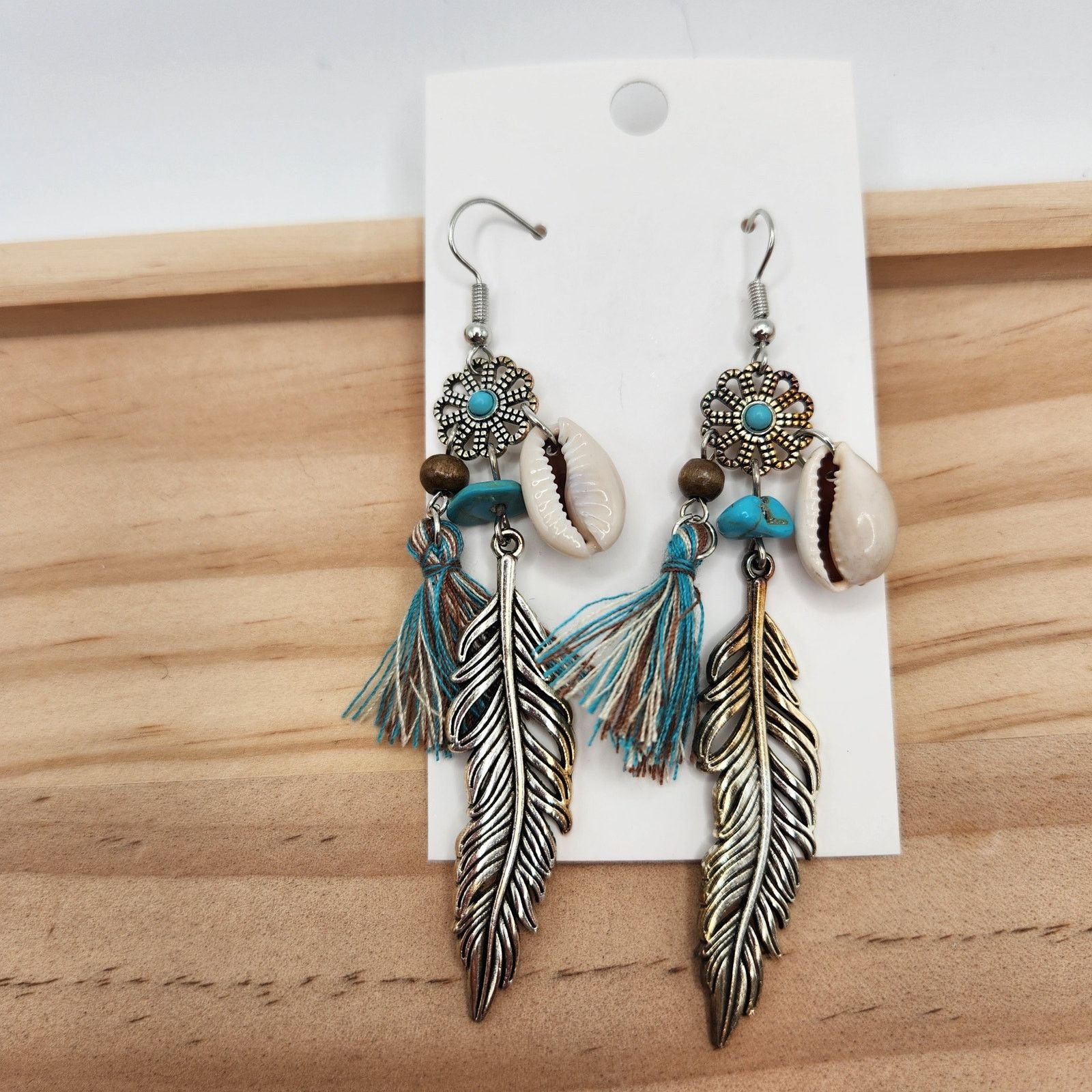 Other Boho Tassel Feather & Cowrie Shell Earrings Size ONE SIZE - 4 Thumbnail