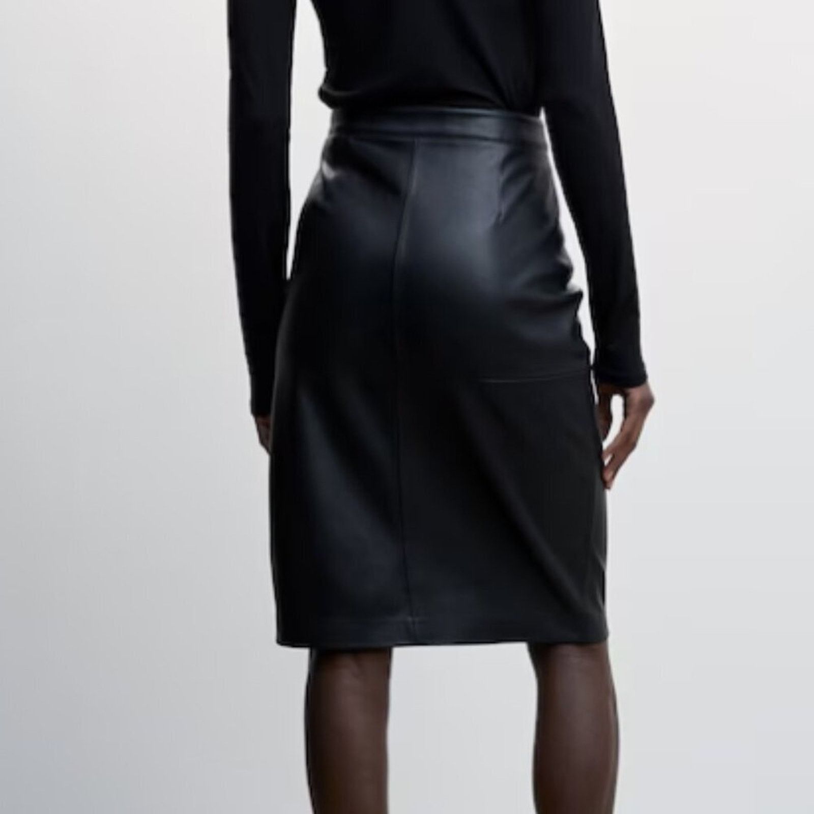 Mango Mango Faux Leather Black Pencil Skirt NWT Size 12 Size 34" / US 12 / IT 48 - 5 Thumbnail