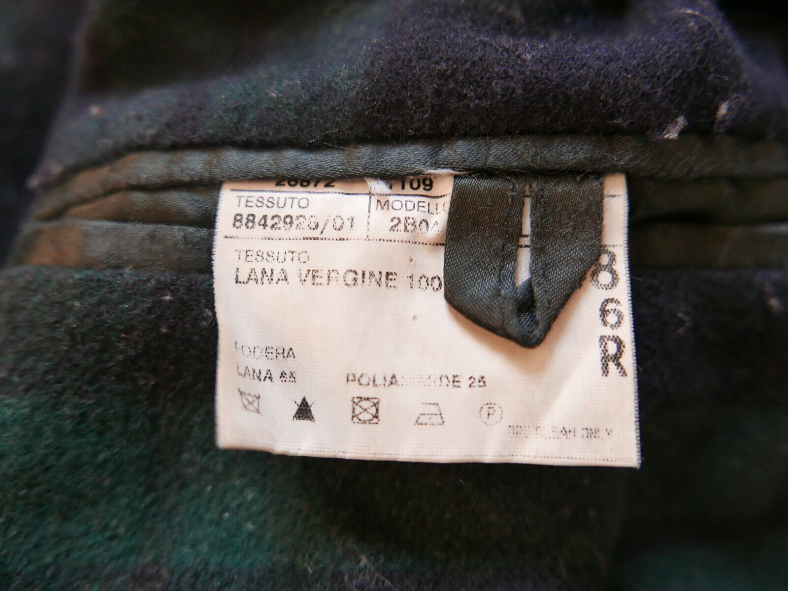 Polo Ralph Lauren Pea Coat Jacket Black Tartan Wool 48