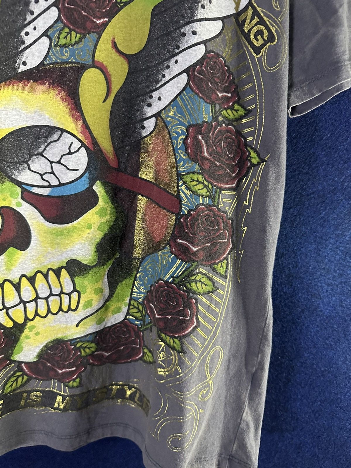 Japanese Brand Y2K Japanese Big Skull AOP Washed Tshirt Size US M / EU 48-50 / 2 - 5 Thumbnail