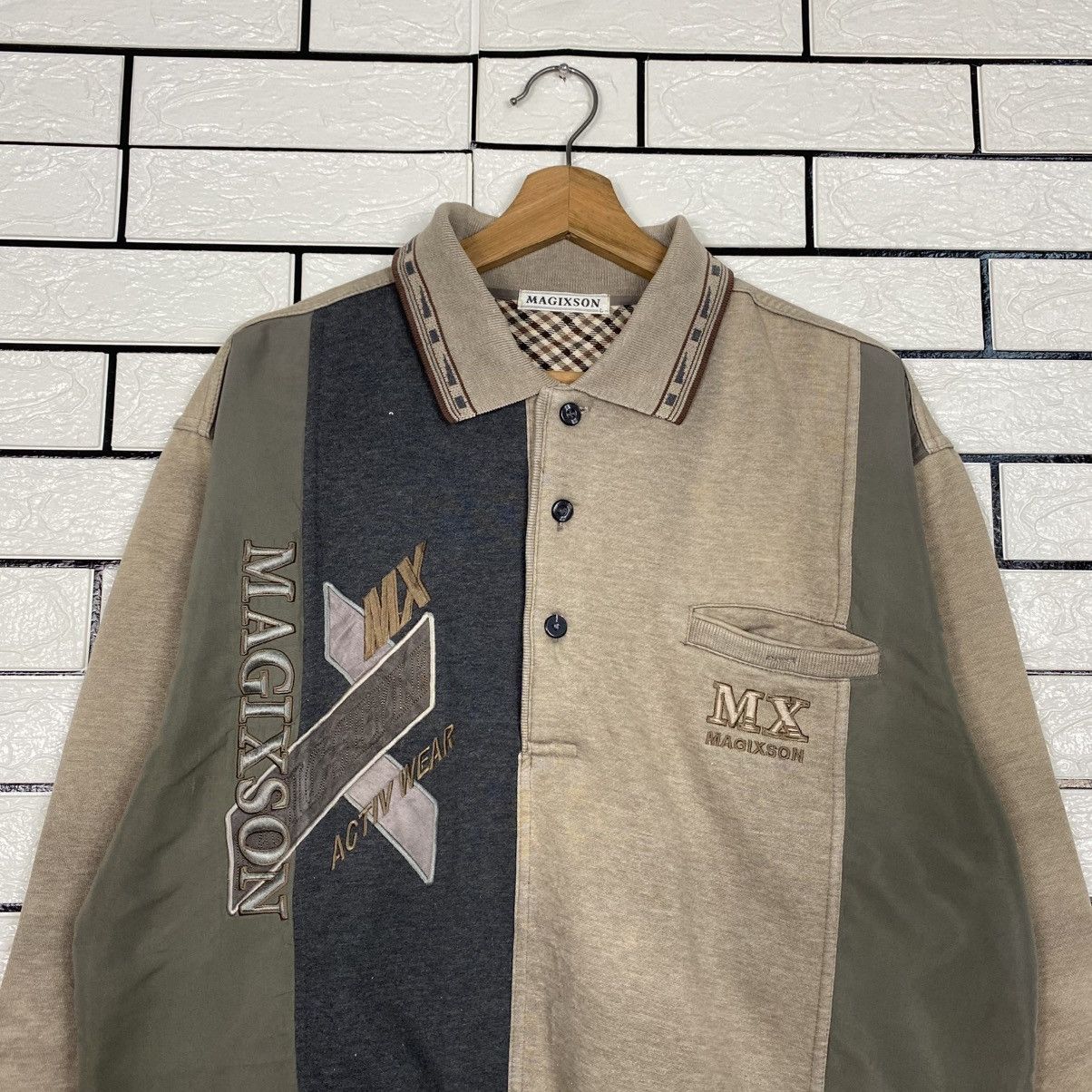 Japanese Brand 📌Vintage Collar Sweatshirt Magixson Embroidery Big Logo Size US L / EU 52-54 / 3 - 4 Thumbnail