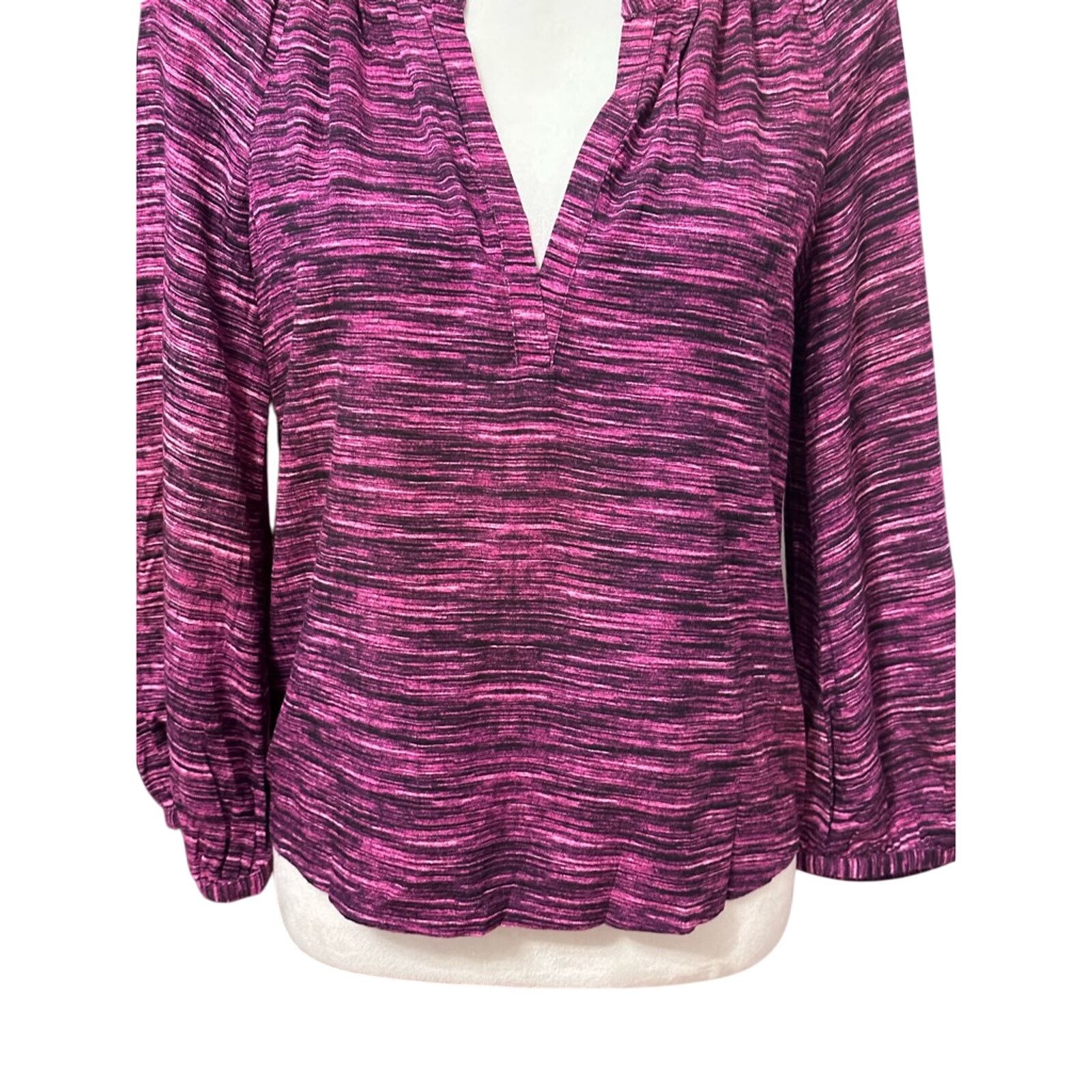 Other Melrose & Market Blouse Striped Long Sleeve Purple Womens XS Size XS / US 0-2 / IT 36-38 - 3 Thumbnail