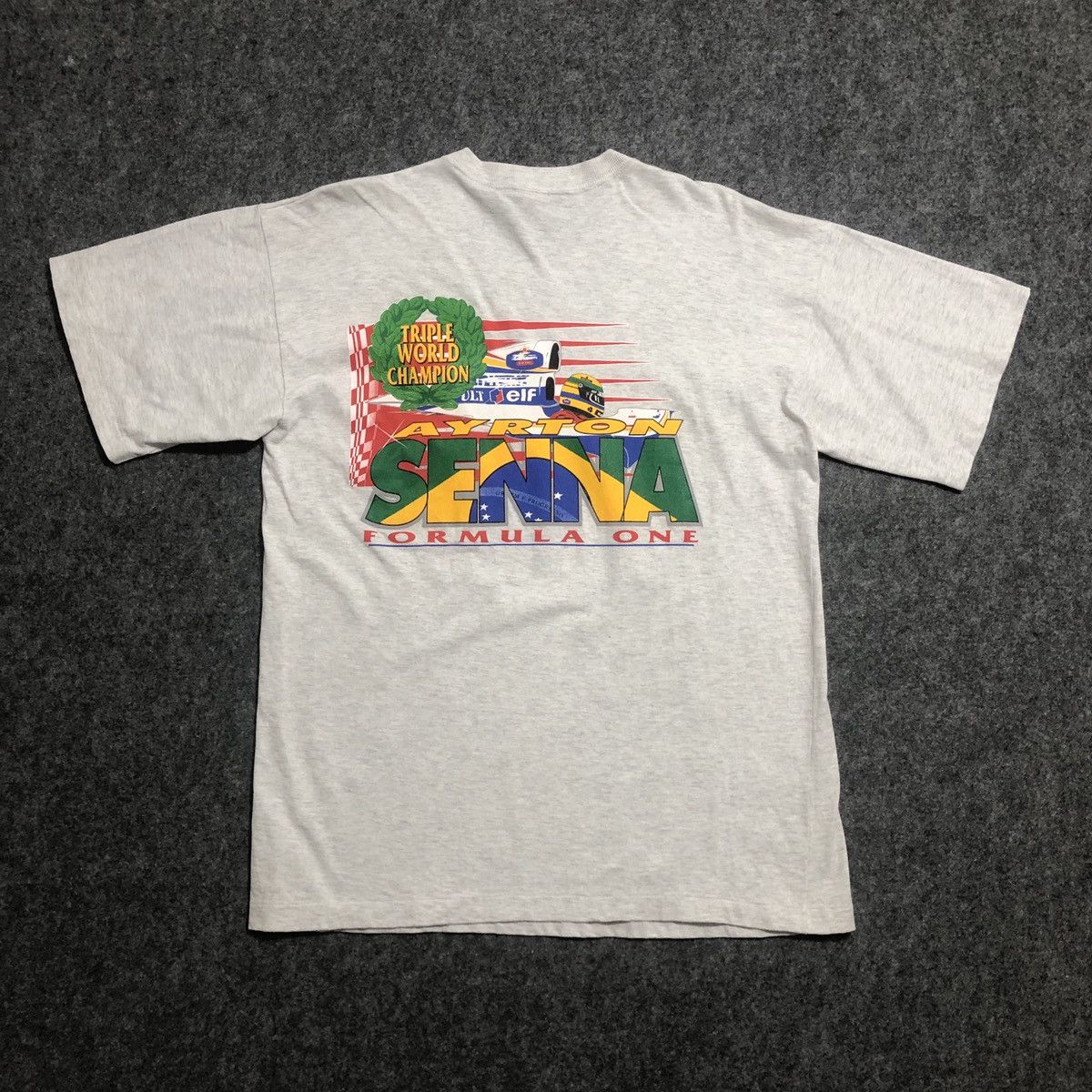 Vintage Vintage Ayrton Senna Formula One Triple World Champion Tee Size US L / EU 52-54 / 3 - 1 Thumbnail