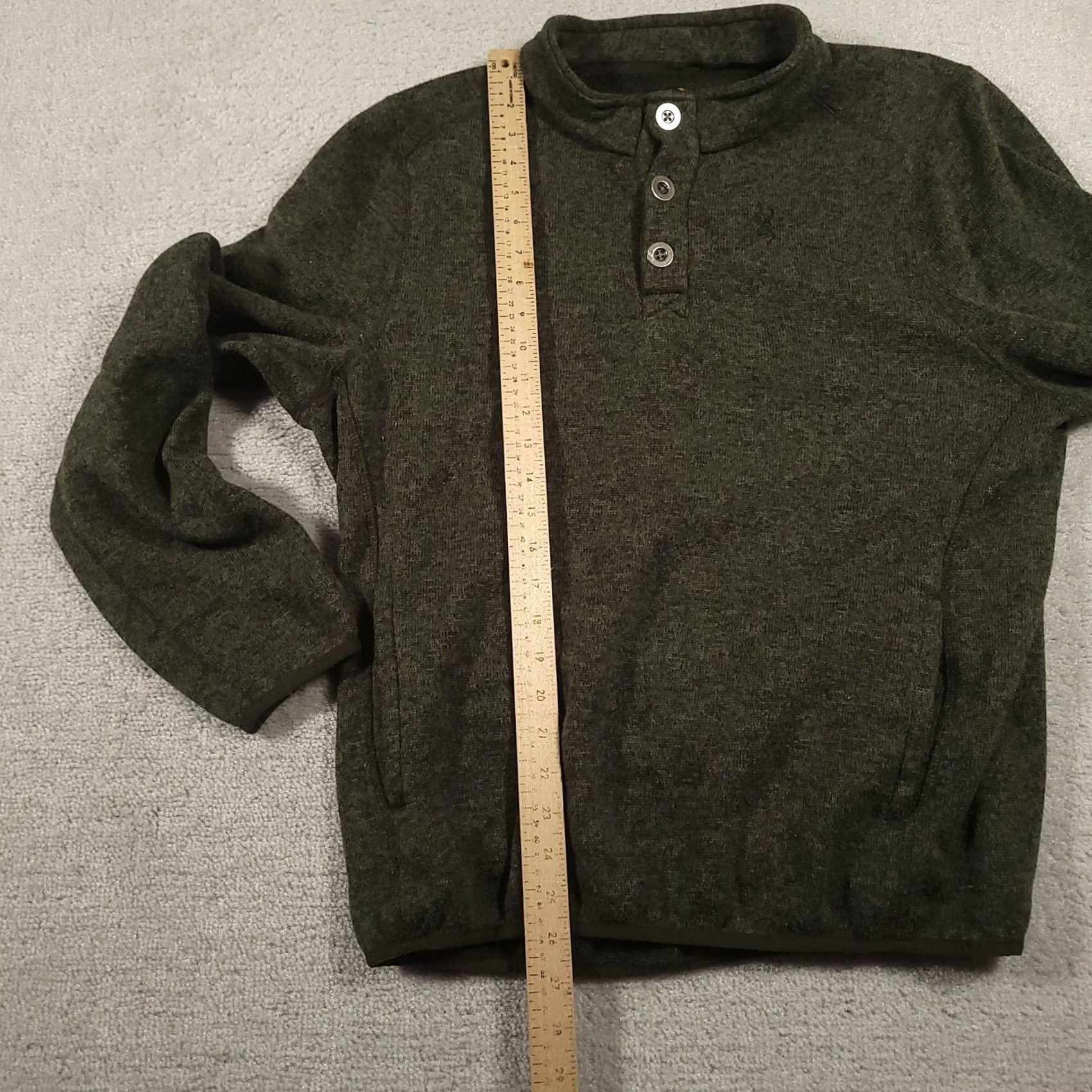 Vintage Browning Mens Large Green Henley Mock Neck Fleece Polyester Pullover Sweatshirt Hunting Size US L / EU 52-54 / 3 - 6 Thumbnail