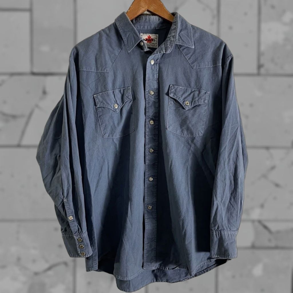 Vintage VINTAGE MWG Western Style Shirt Men Long Sleeve Snap Button-Down Blue Size M Size US M / EU 48-50 / 2 - 1 Thumbnail