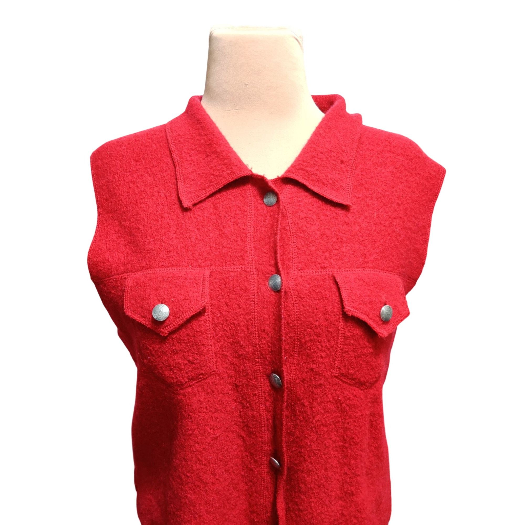 Great Northwest Vintage Great Northwest XL Red Wool Vest Button Front Wester Size XL / US 12-14 / IT 48-50 - 4 Thumbnail