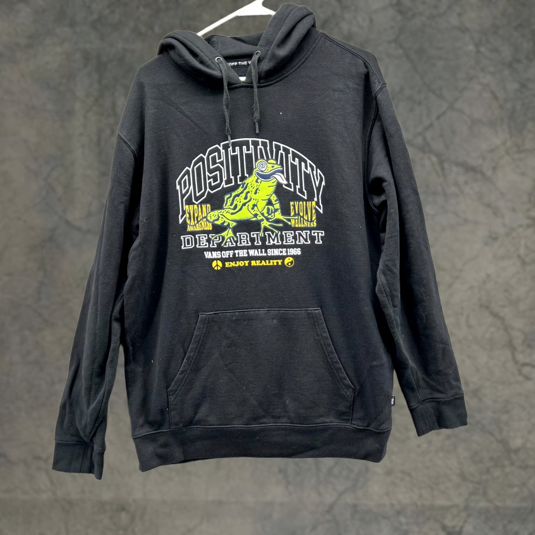 Vans VANS Sweater Hooded Pullover Men Medium Black Frog Graphic Positivity Vintage Size US M / EU 48-50 / 2 - 1 Thumbnail
